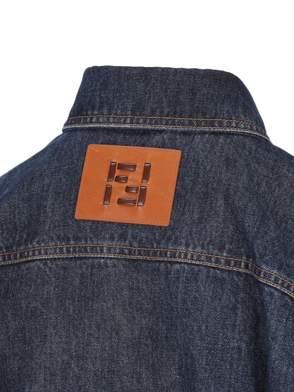 Fendi Women Go-To Denim Shirt Jacket With Quilted Ff Motif FENDI