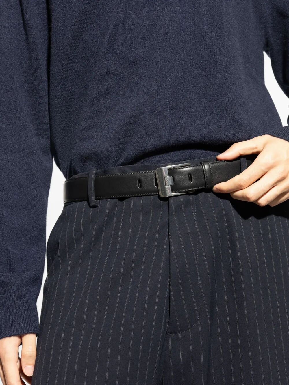 Tod's Men Soft Leather Belt With Silver Metal Buckle TOD'S