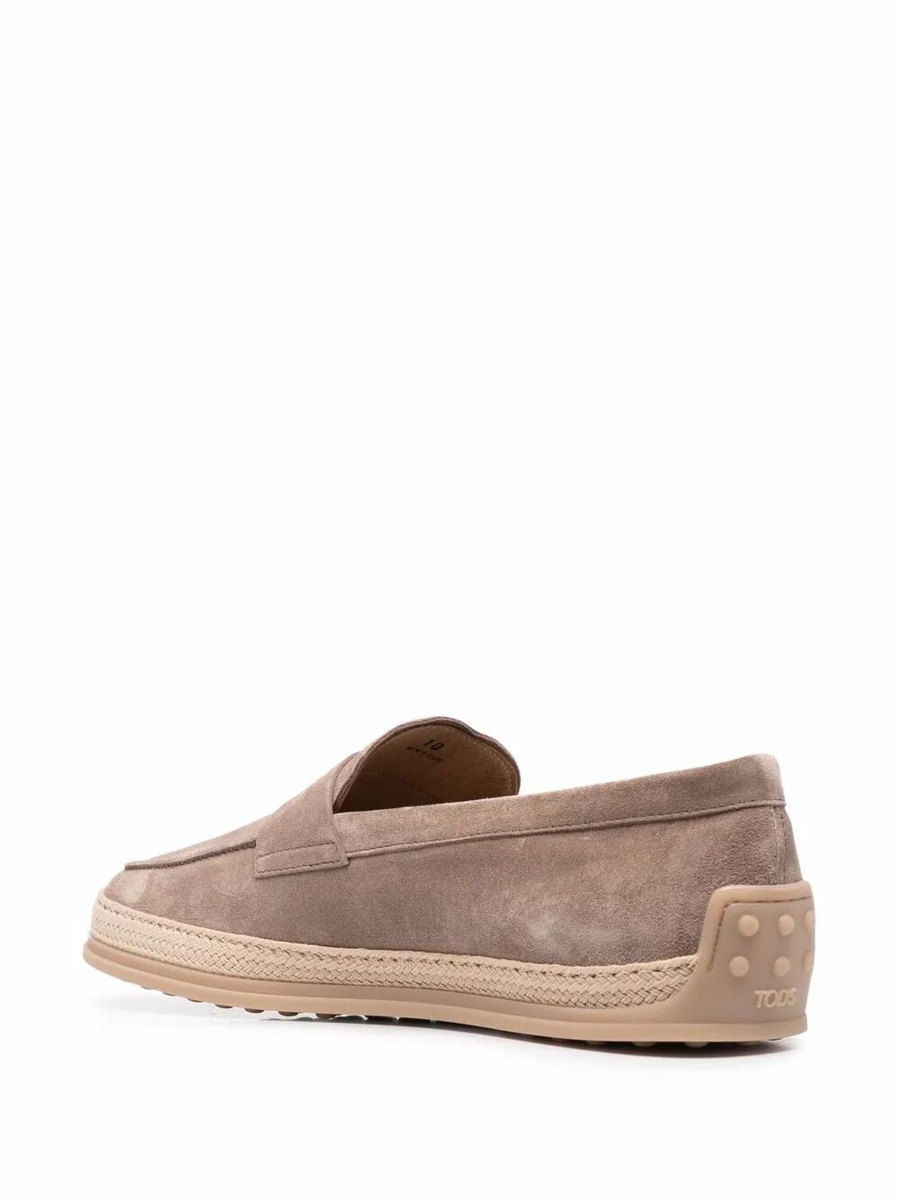 Tod's Men Suede Loafers With Rubber Outsole And Raffia Piping TOD'S