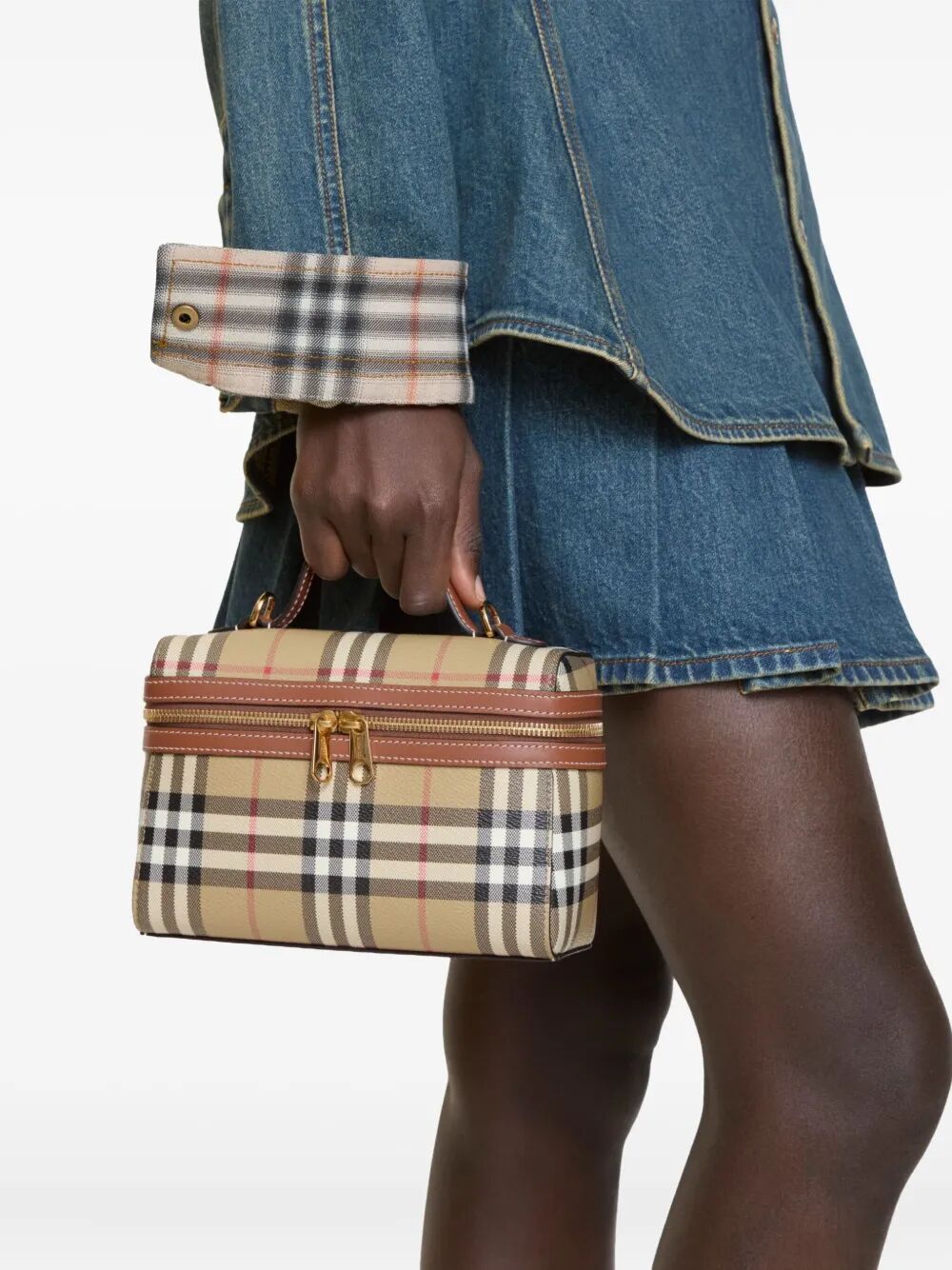 Burberry Women Check Vanity Bag With Detachable Strap BURBERRY