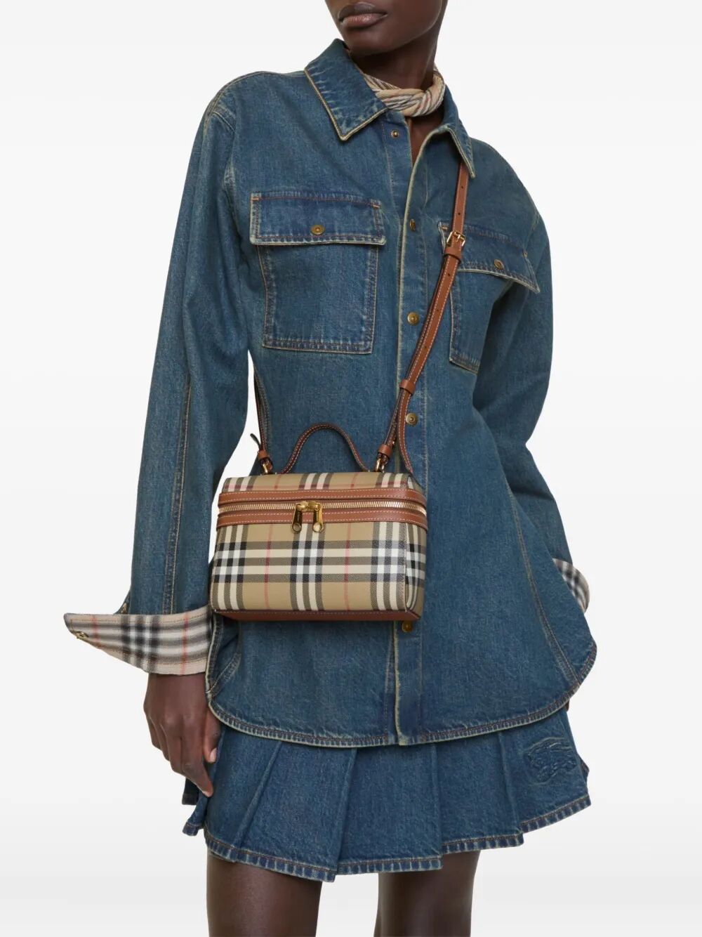 Burberry Women Check Vanity Bag With Detachable Strap BURBERRY