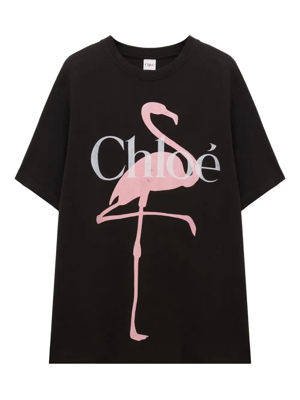 Chloe Women Oversized Fit Flamingo-Print Cotton Jersey T-Shirt CHLOE