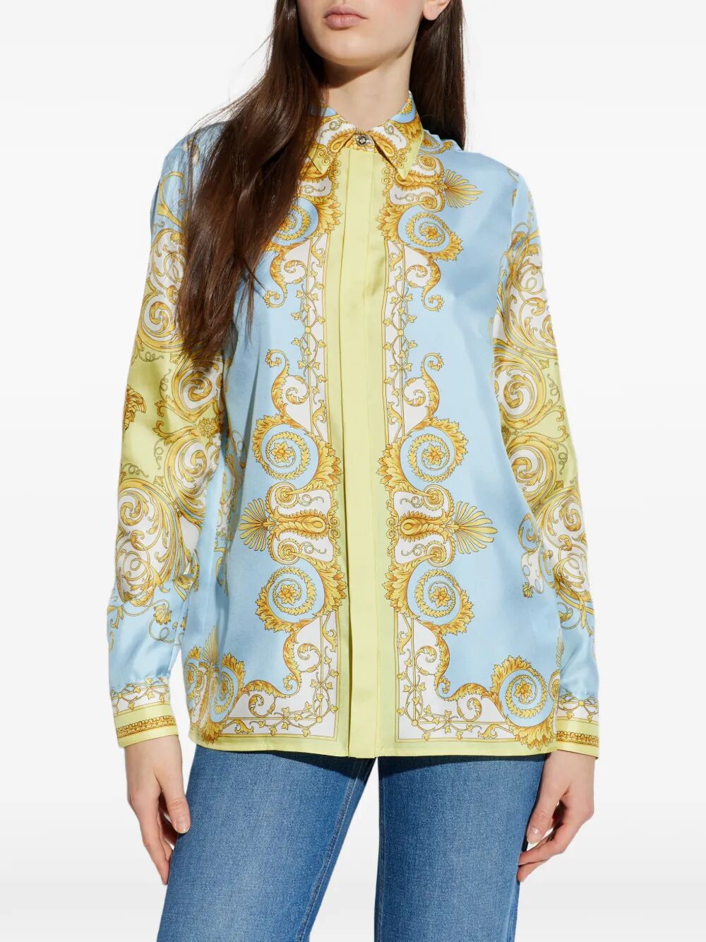 Versace Women Baroque-Printed Silk Shirt VERSACE