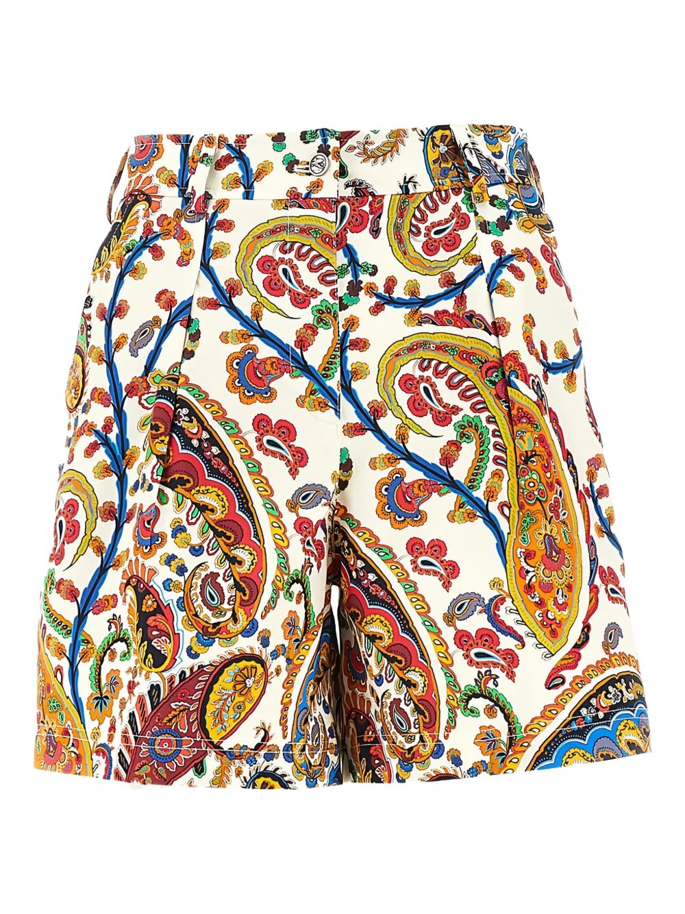 Etro Women Pleated Shorts With Back Patch Pockets