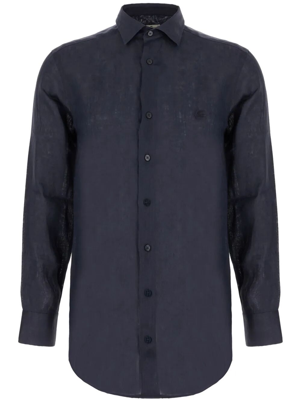 Etro Men Linen Shirt With Pegaso Embroidery ETRO