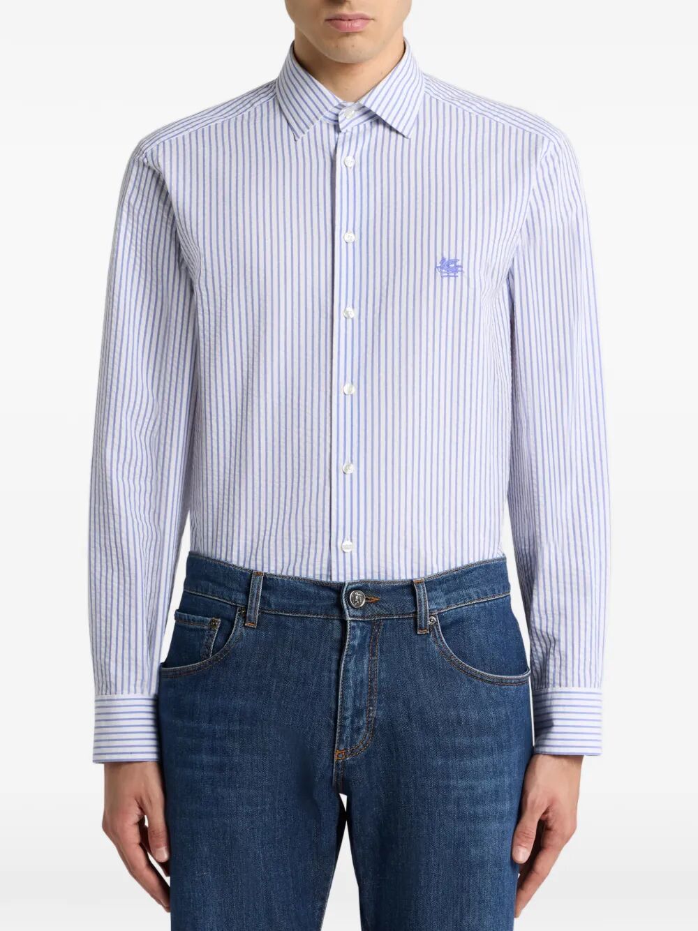 Etro Men Striped Cotton Seersucker Shirt ETRO