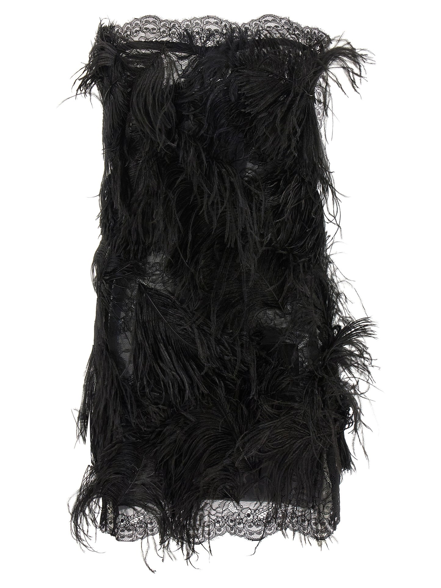 The Attico Women Lace And Feather Dress THE ATTICO
