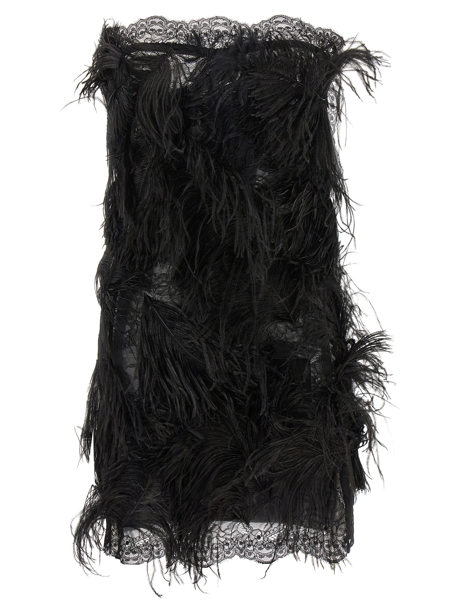 The Attico Women Lace And Feather Dress THE ATTICO
