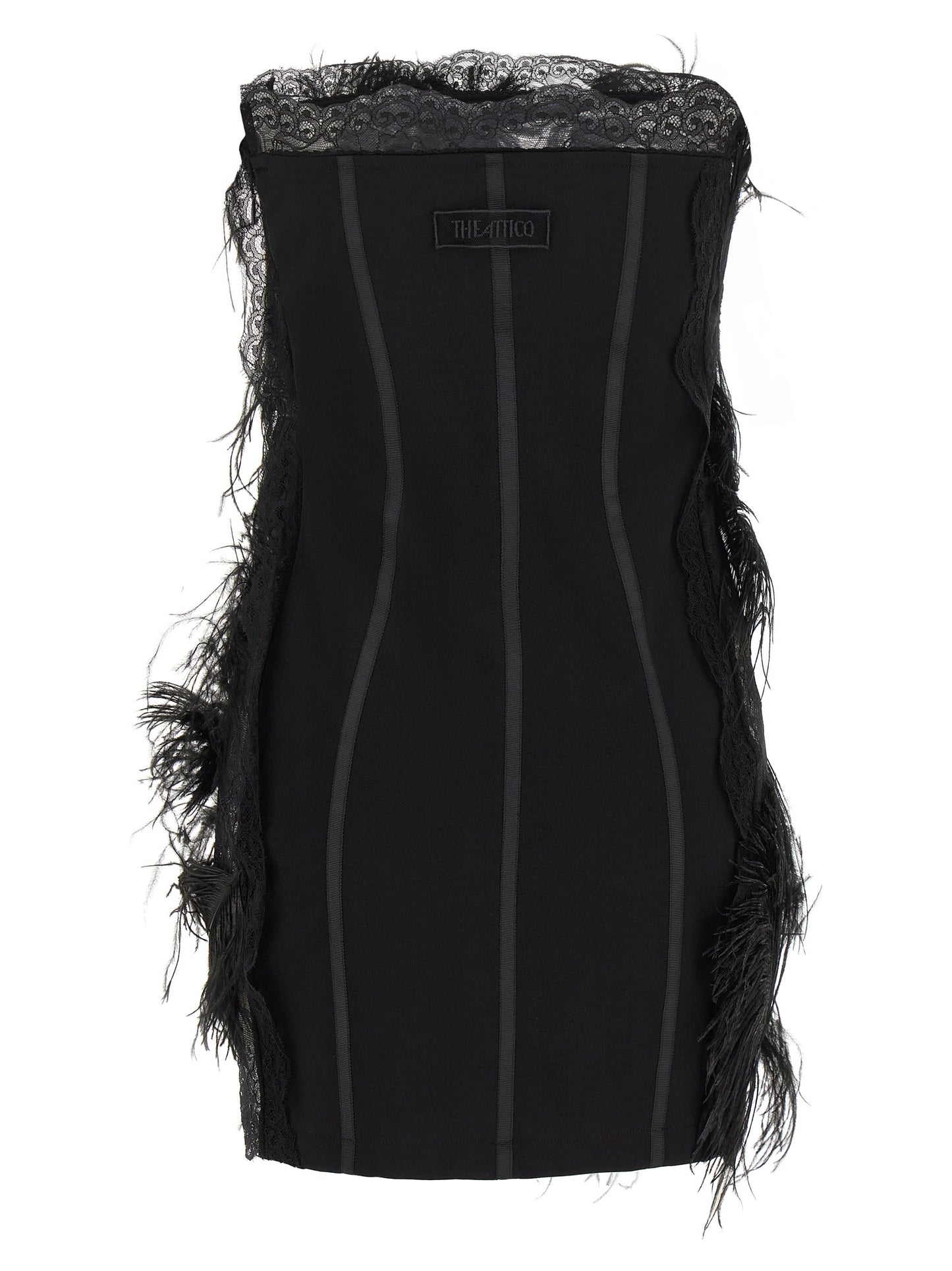 The Attico Women Lace And Feather Dress THE ATTICO