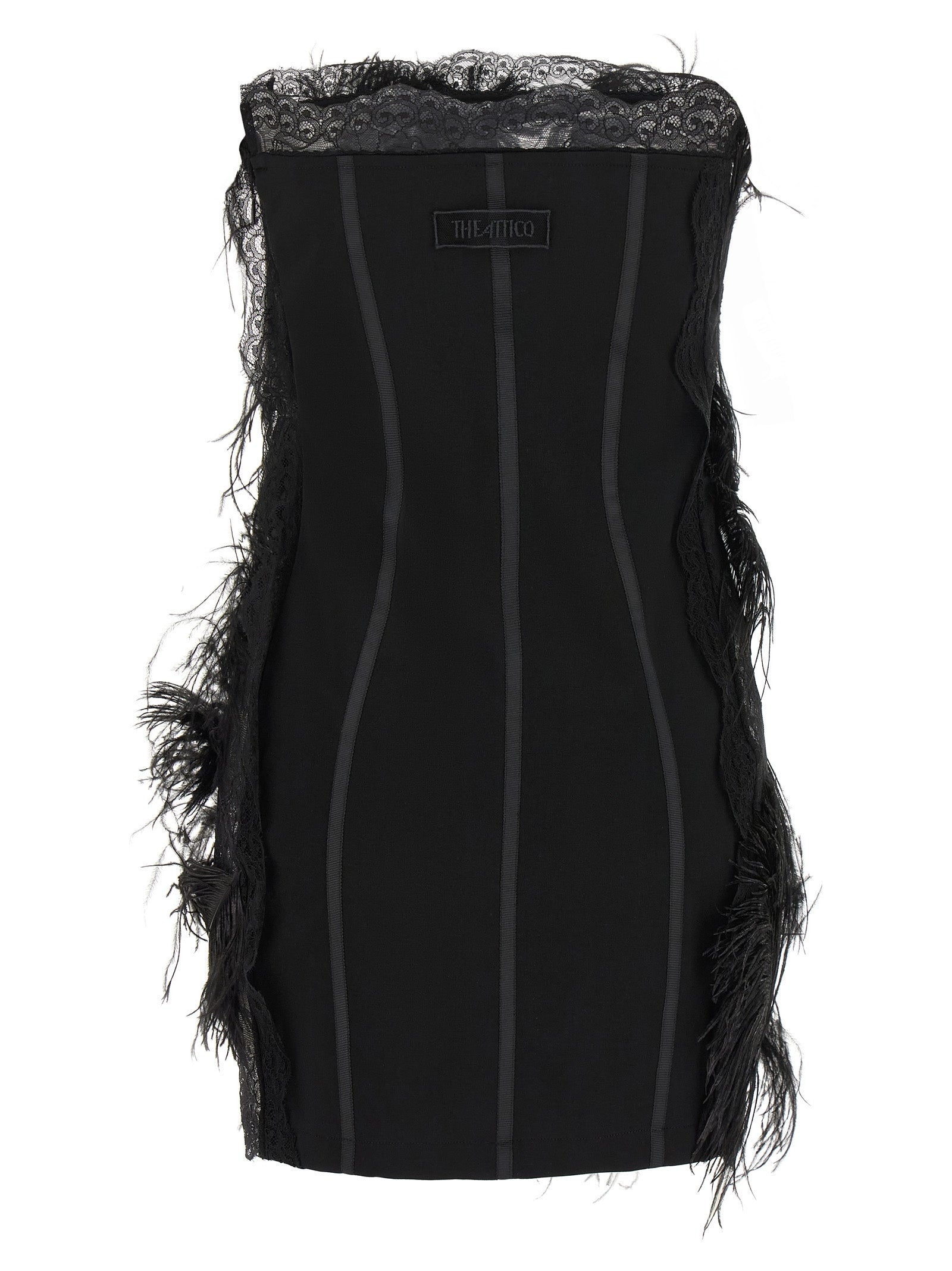 The Attico Women Lace And Feather Dress THE ATTICO