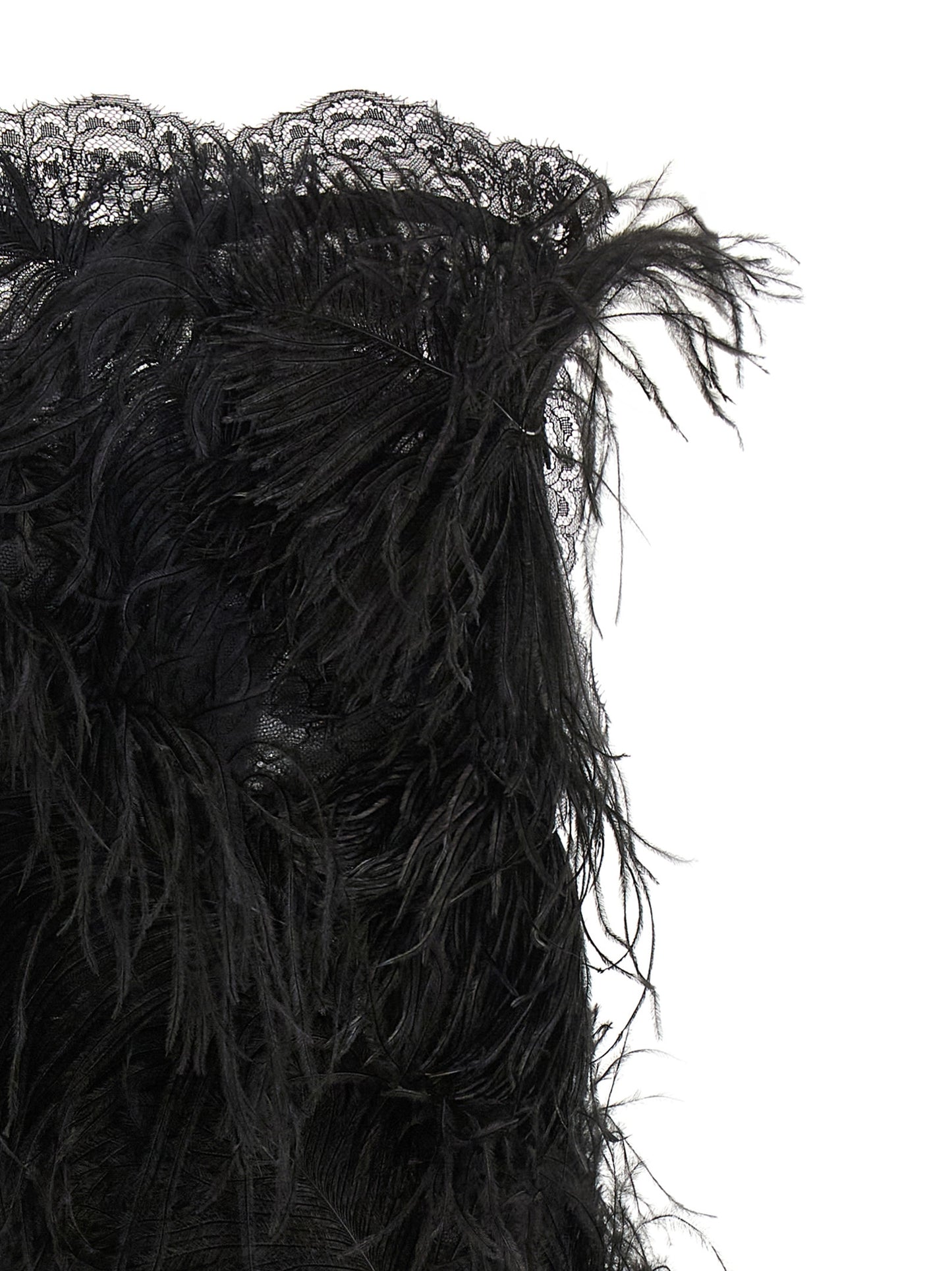 The Attico Women Lace And Feather Dress THE ATTICO
