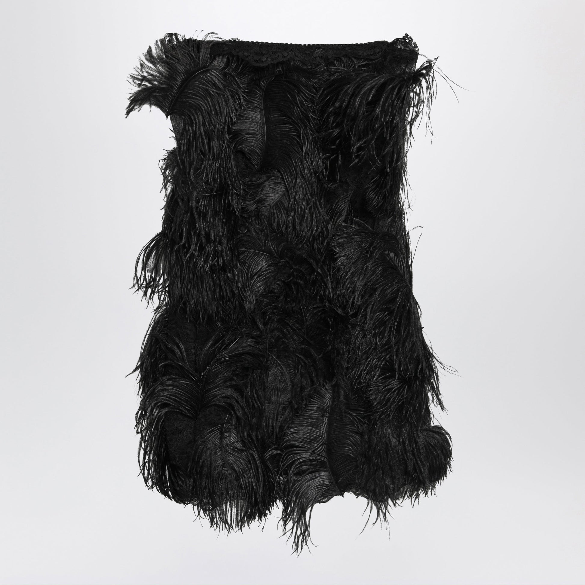 The Attico Black Feather-Trim Mini Dress Women THE ATTICO