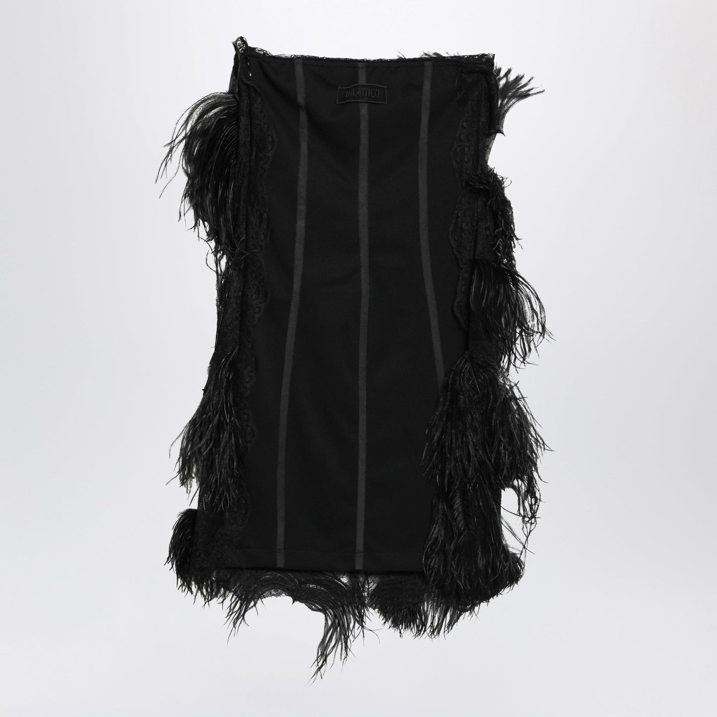 The Attico Black Feather-Trim Mini Dress Women THE ATTICO