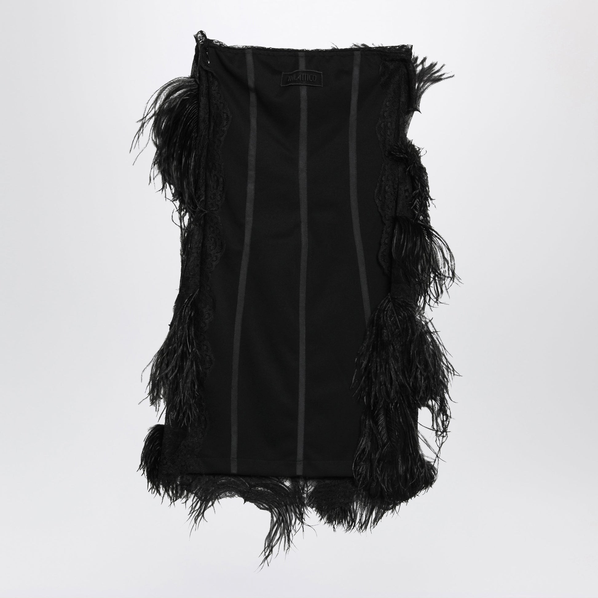 The Attico Black Feather-Trim Mini Dress Women THE ATTICO