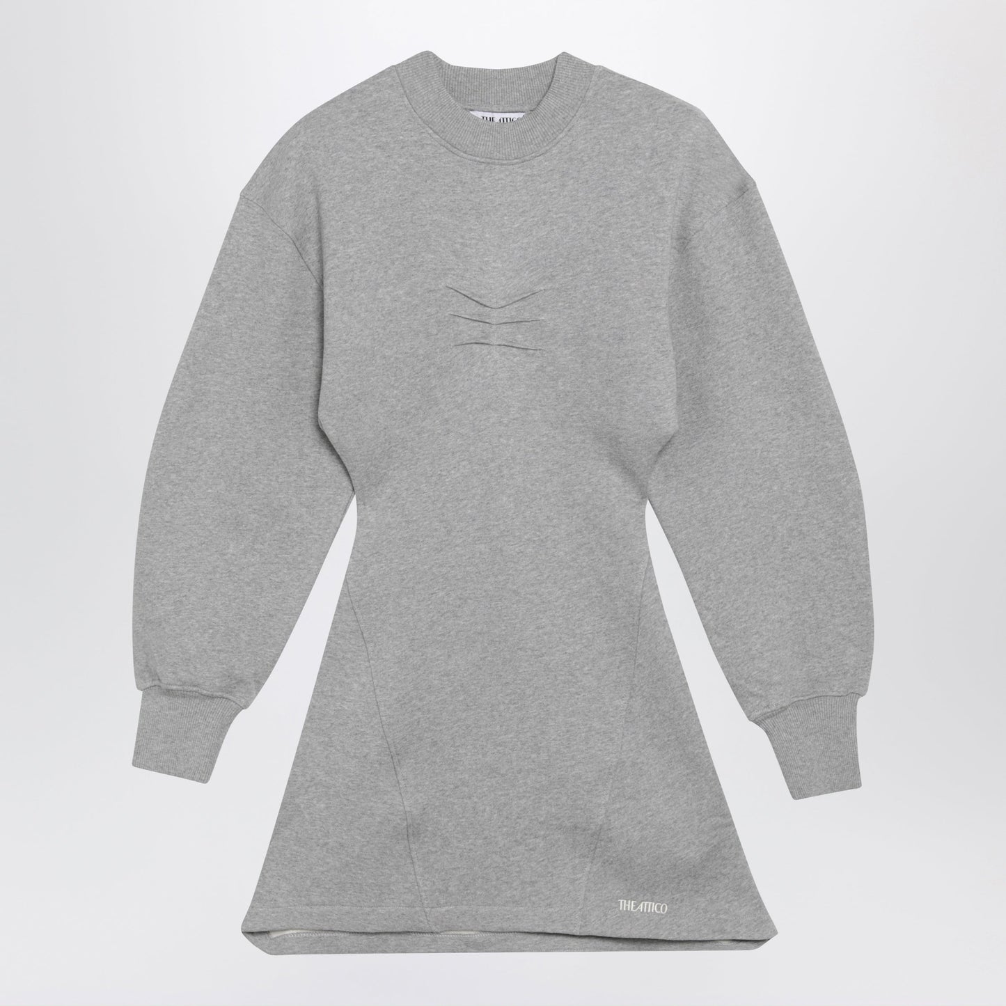 The Attico Melange Cotton Jersey Mini Dress In Grey Women THE ATTICO