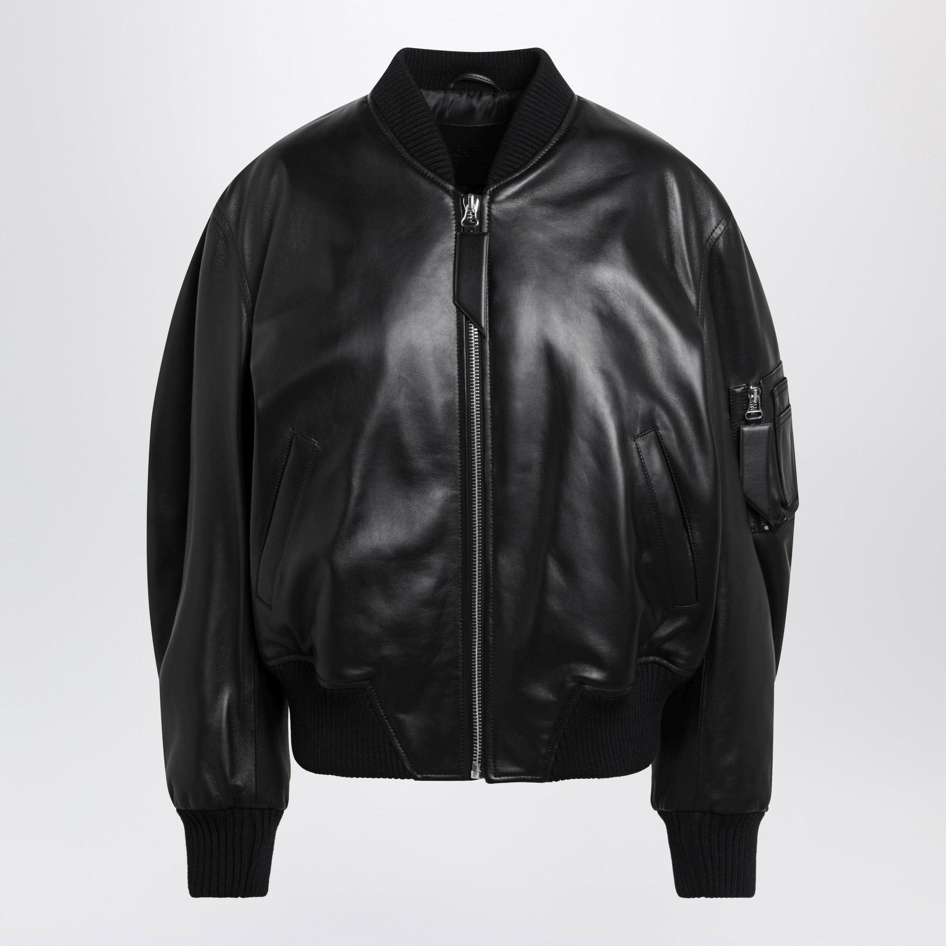 The Attico Anja Bomber Jacket In Black Leather Women THE ATTICO