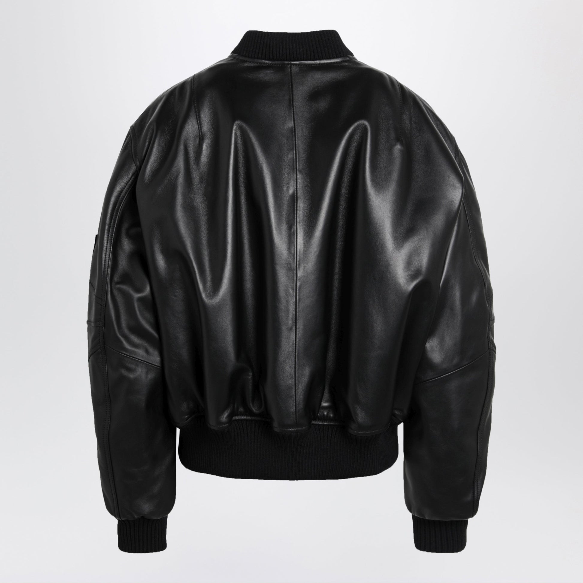 The Attico Anja Bomber Jacket In Black Leather Women THE ATTICO