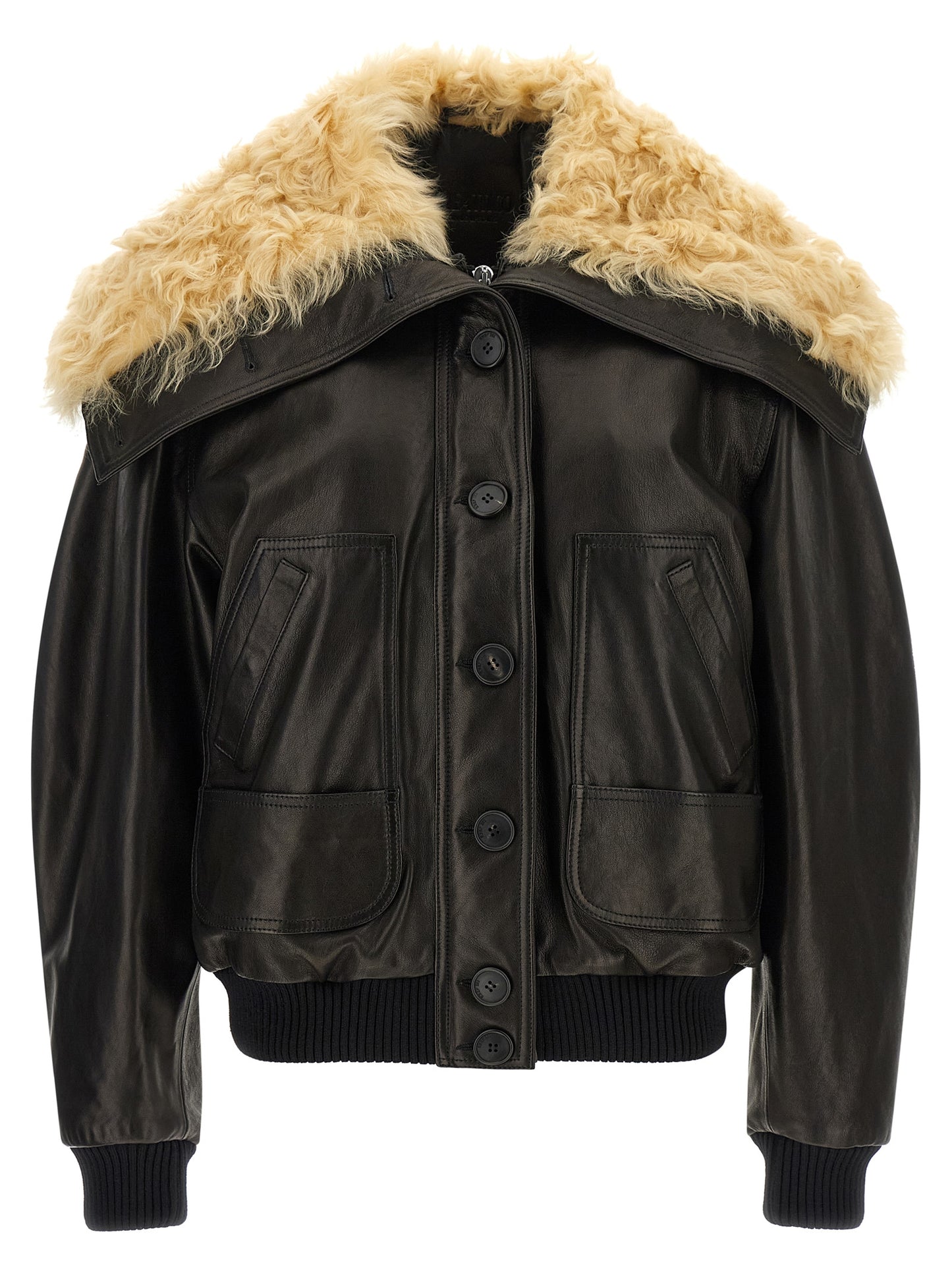 The Attico Women Shearling Neck Bomber Jacket THE ATTICO
