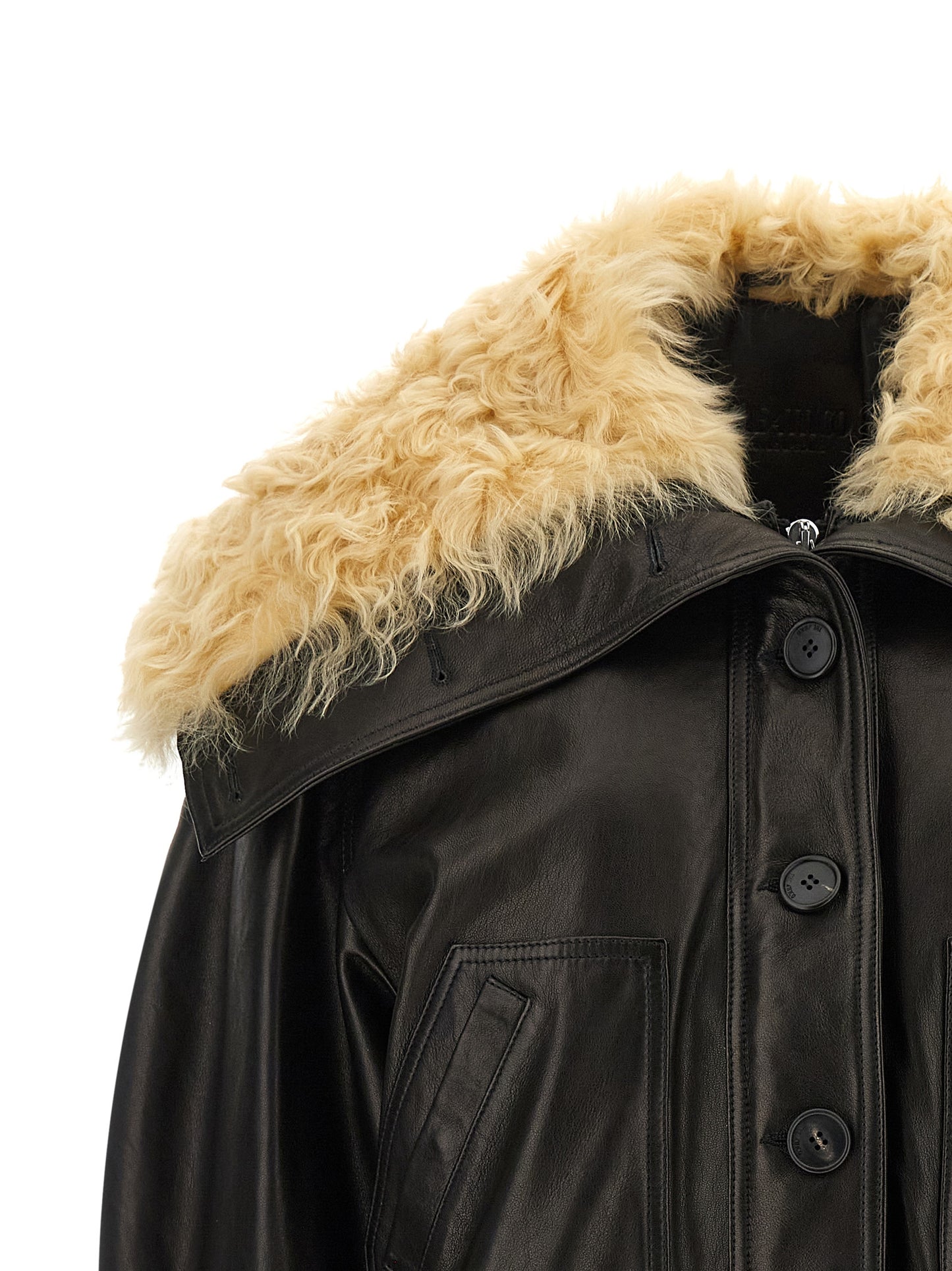 The Attico Women Shearling Neck Bomber Jacket THE ATTICO