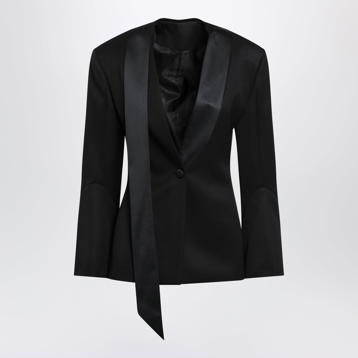 The Attico Black Virgin Wool Tuxedo Jacket With Satin Lapels Women THE ATTICO