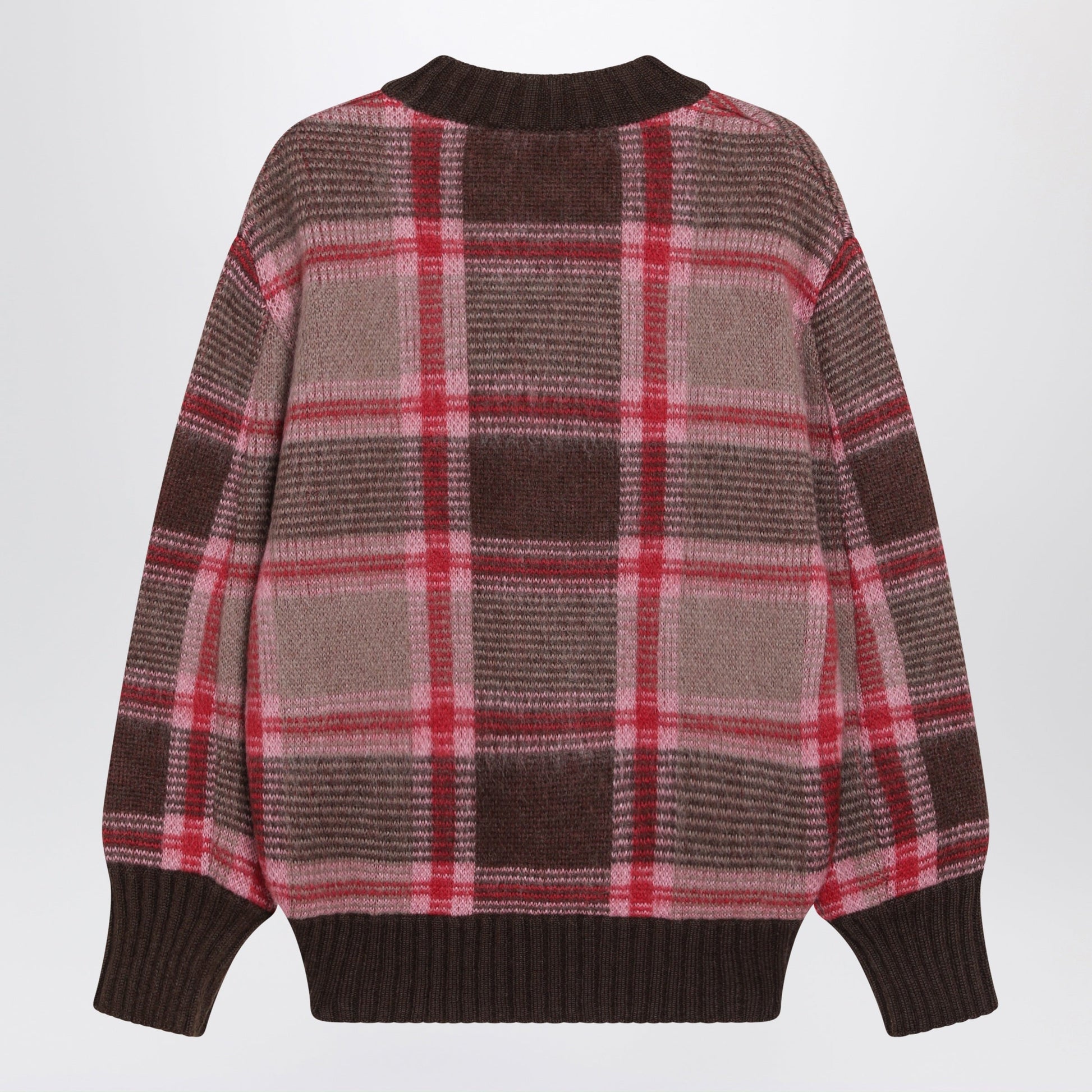 The Attico Mohair-Blend Sweater In Coffee/Pink Check Pattern Women THE ATTICO