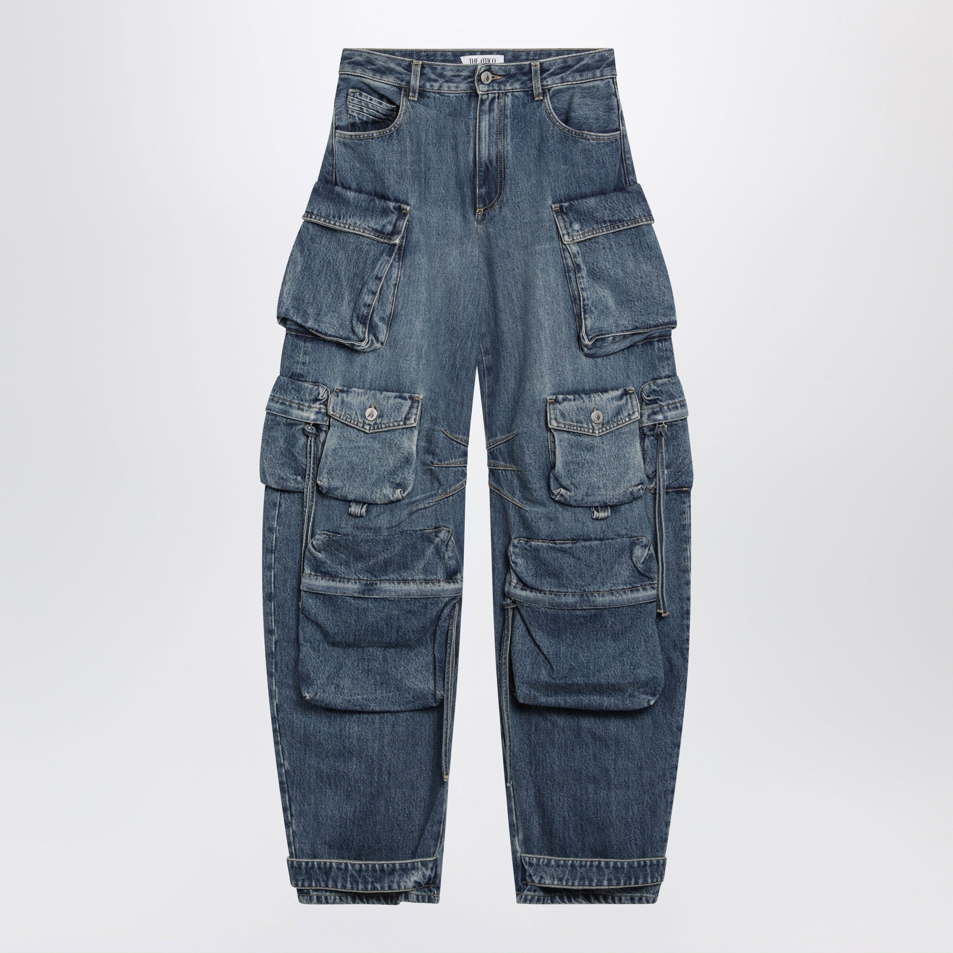 The Attico Fern Washed Blue Cargo Trousers Women THE ATTICO