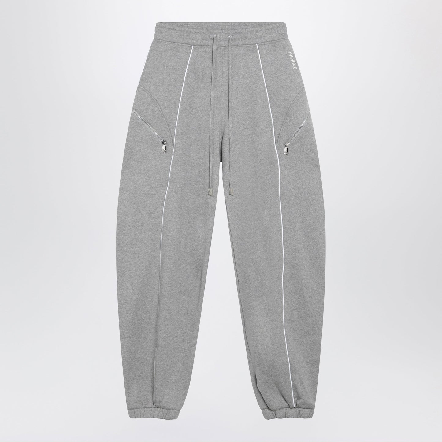 The Attico Long Jogger Pants In Melange Grey Cotton Jersey Women THE ATTICO
