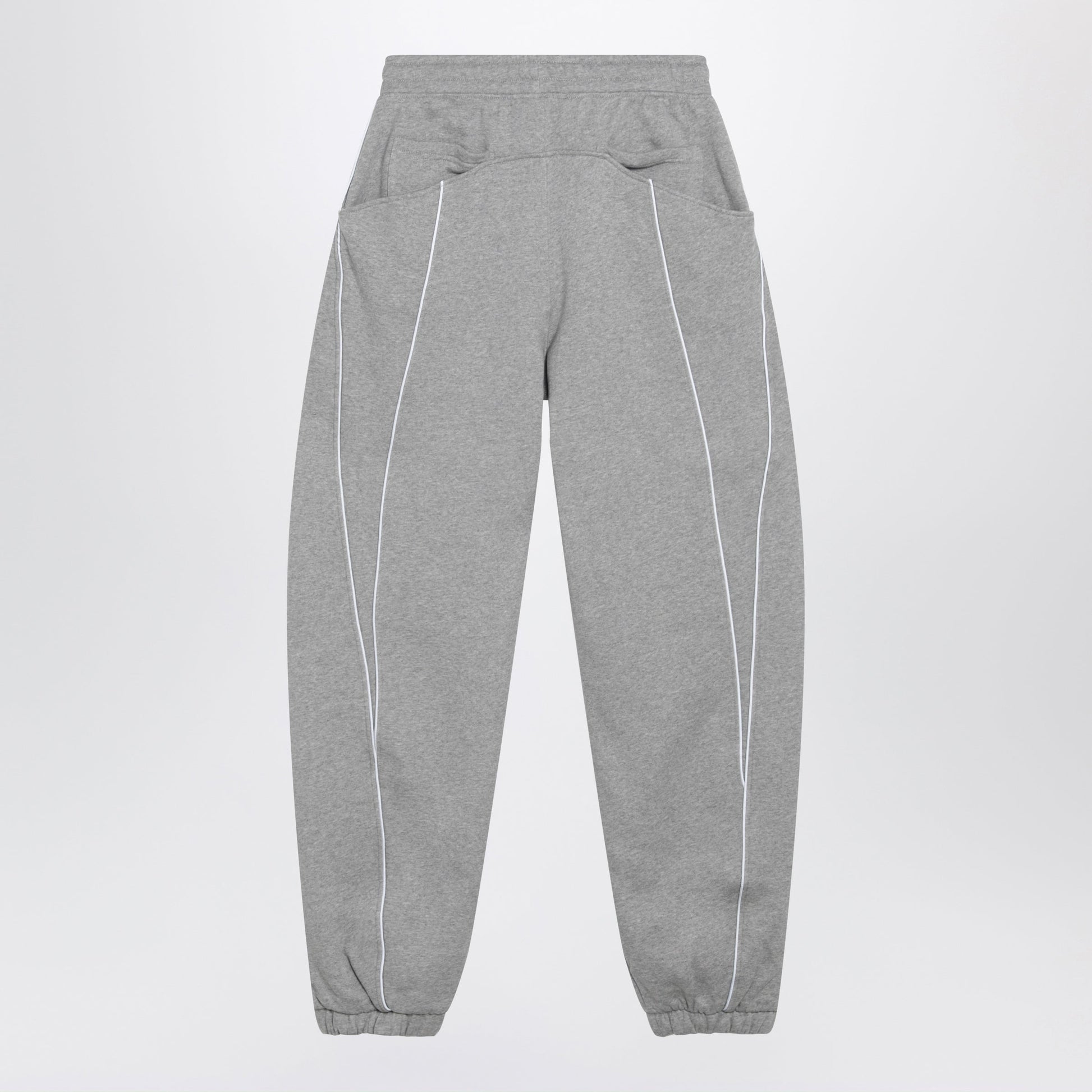 The Attico Long Jogger Pants In Melange Grey Cotton Jersey Women THE ATTICO