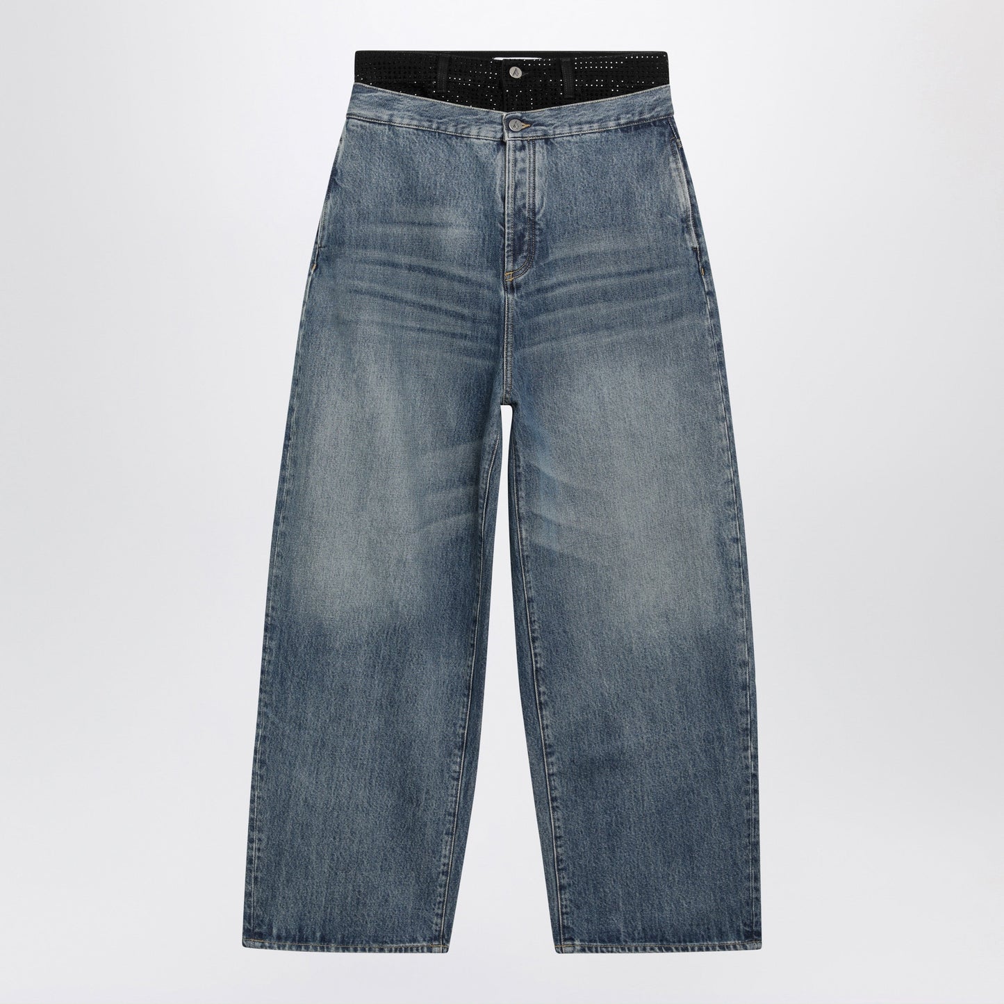 The Attico Blue And Black Wide-Leg Jeans With Double Waistband Women THE ATTICO