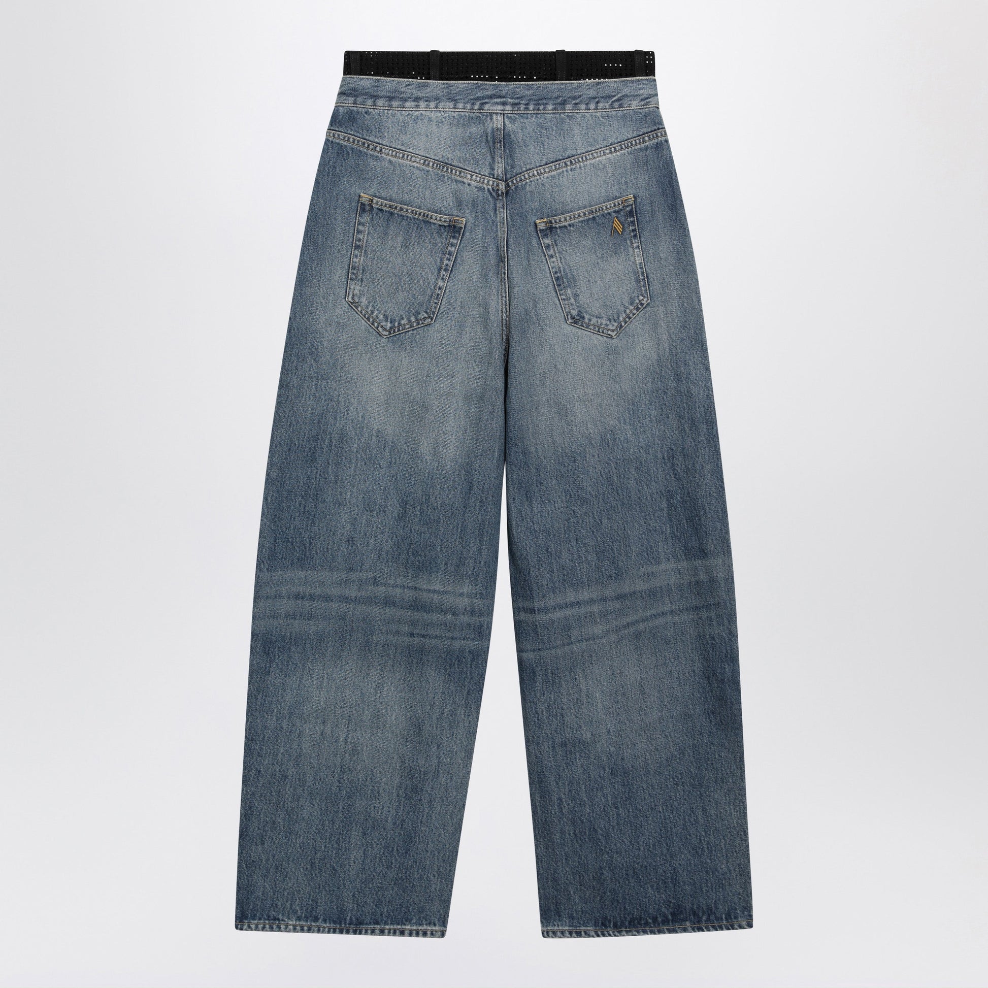 The Attico Blue And Black Wide-Leg Jeans With Double Waistband Women THE ATTICO