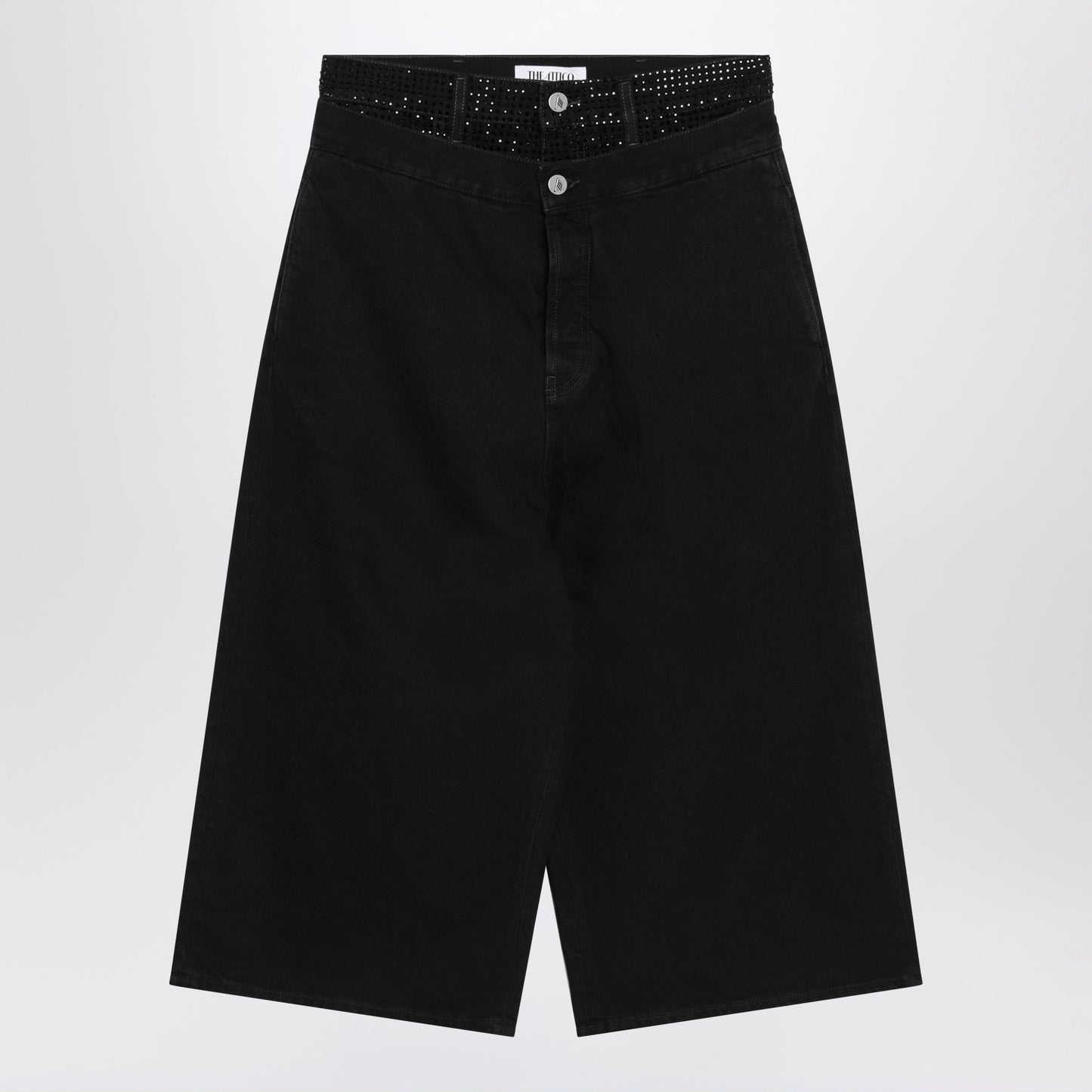 The Attico Wide-Leg Jeans In Black Denim With Crystals Women THE ATTICO
