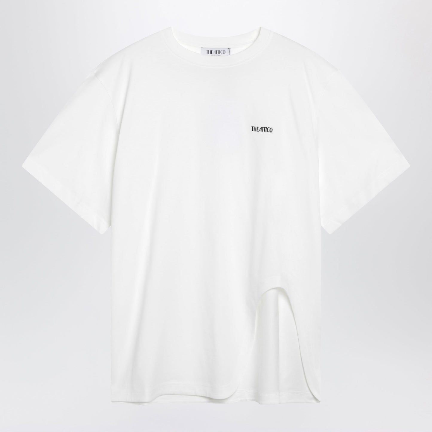 The Attico Oversized Cotton Jersey T-Shirt With Cutout Hem, White Women THE ATTICO
