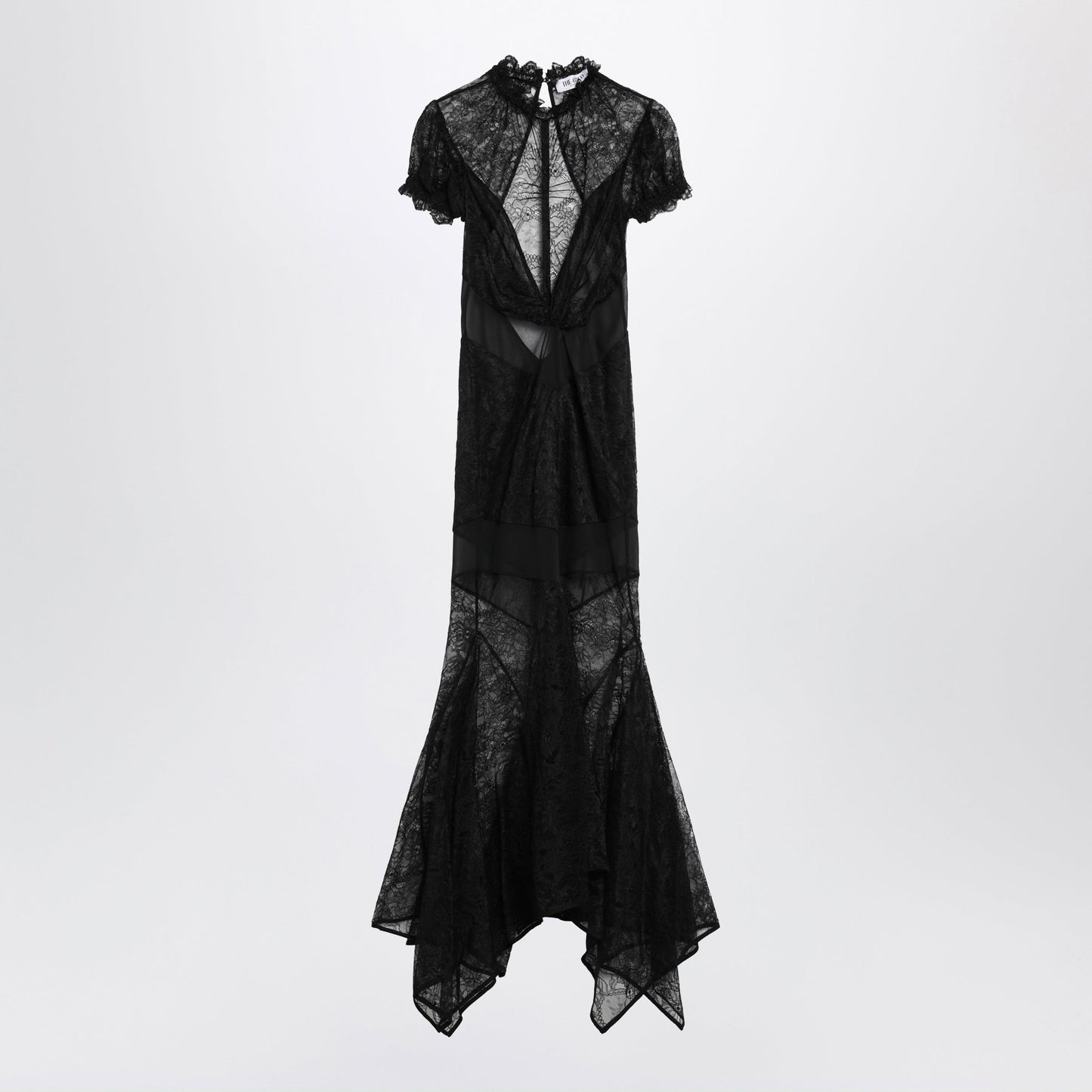 The Attico Black Semi-Sheer Lace Midi Dress Women THE ATTICO