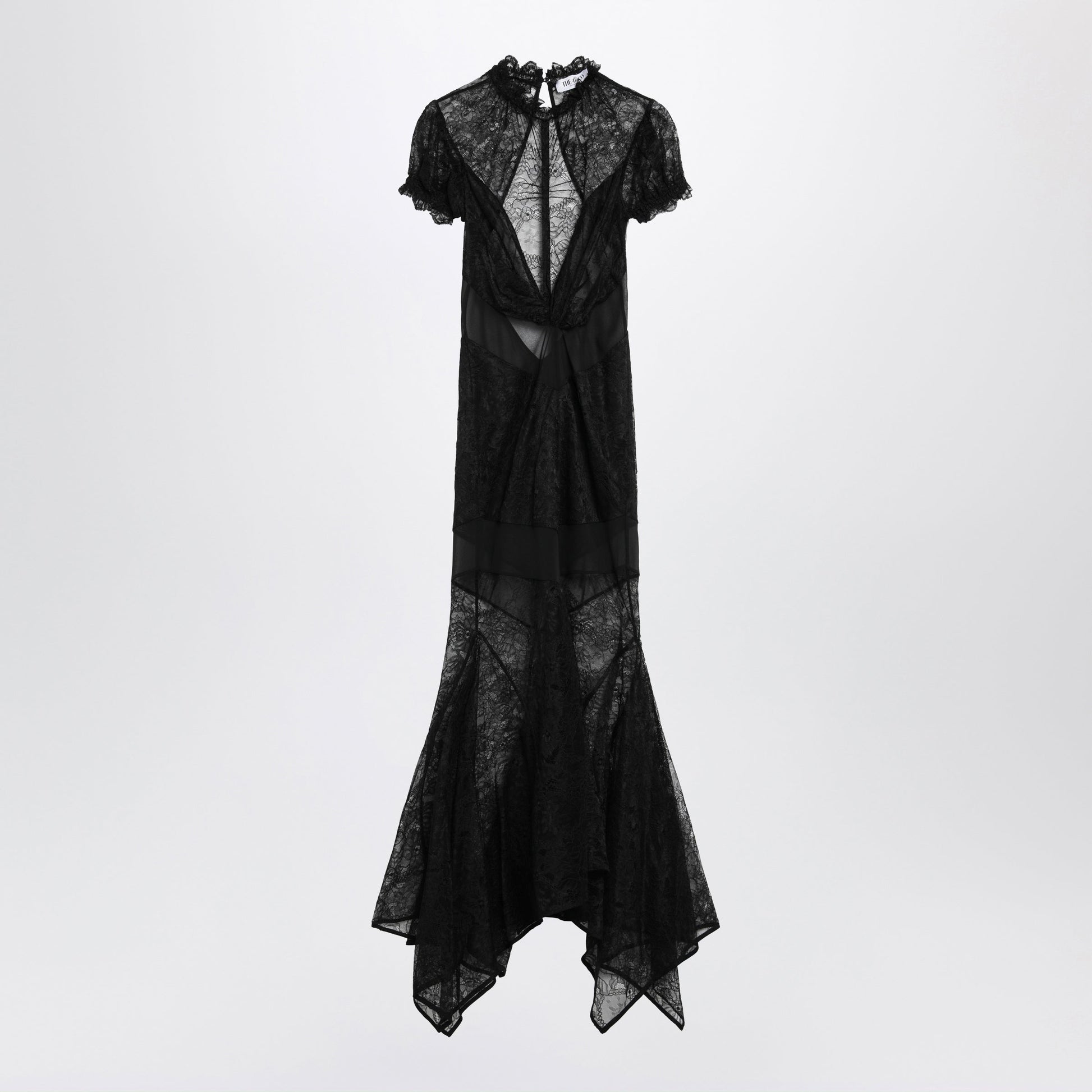 The Attico Black Semi-Sheer Lace Midi Dress Women THE ATTICO