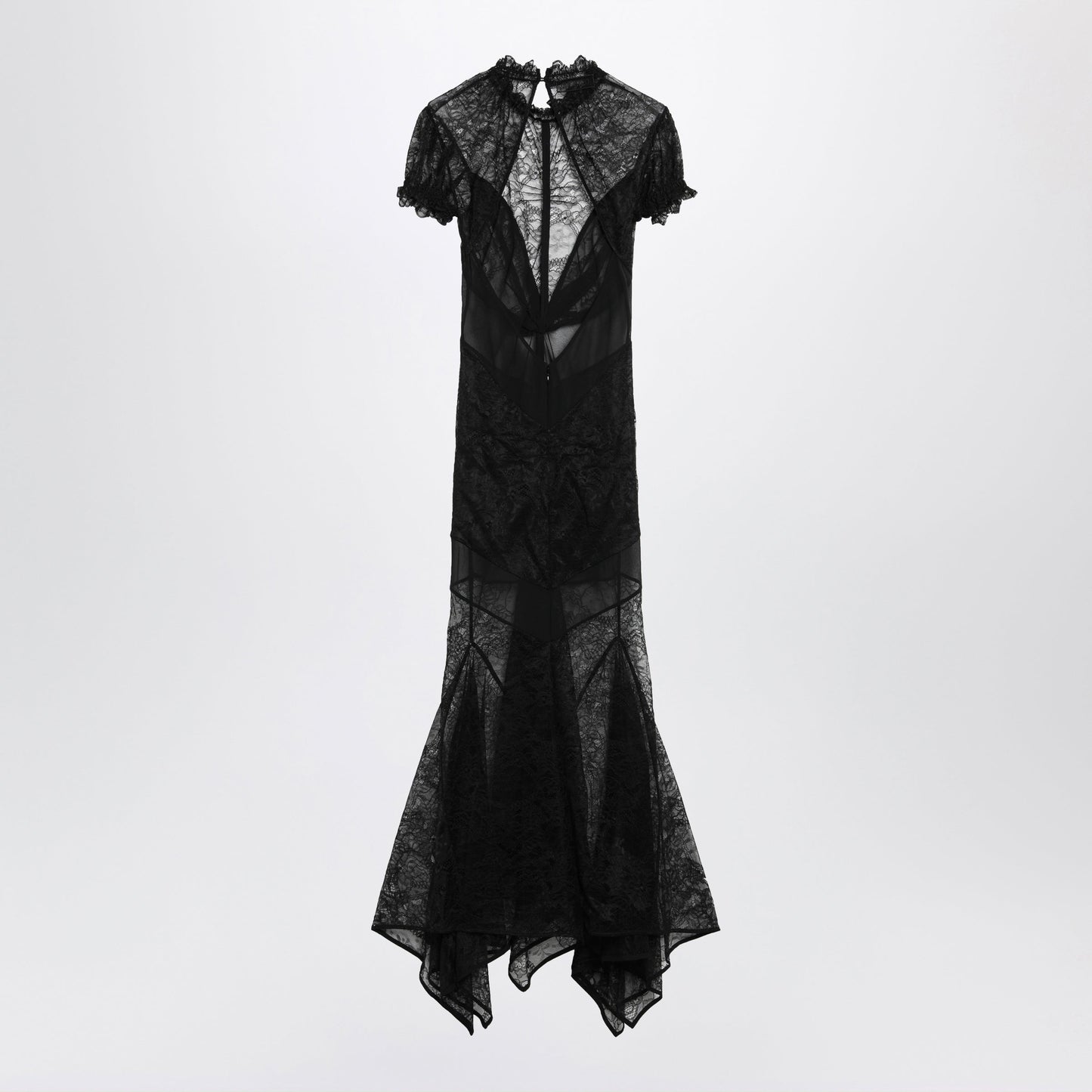The Attico Black Semi-Sheer Lace Midi Dress Women THE ATTICO