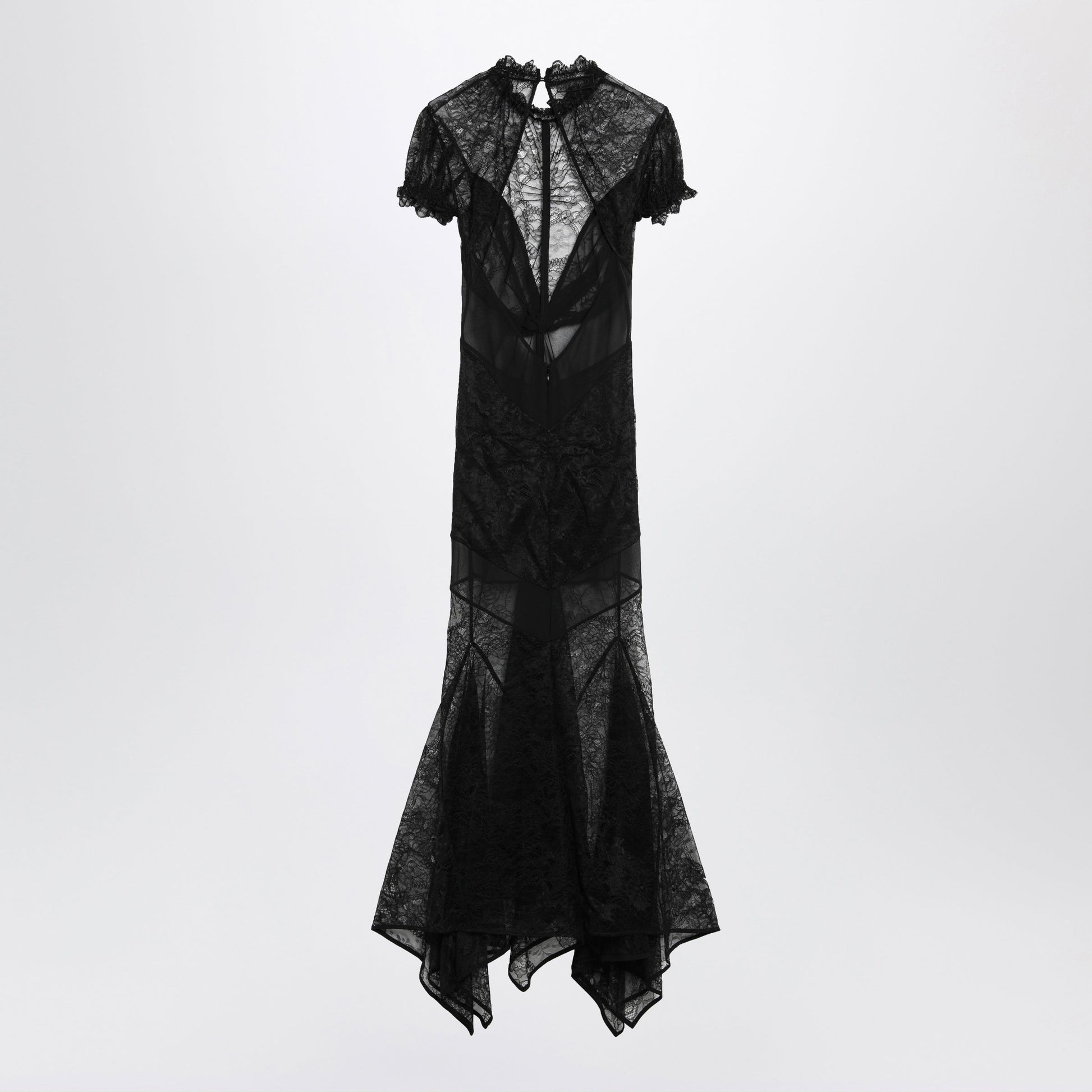 The Attico Black Semi-Sheer Lace Midi Dress Women THE ATTICO