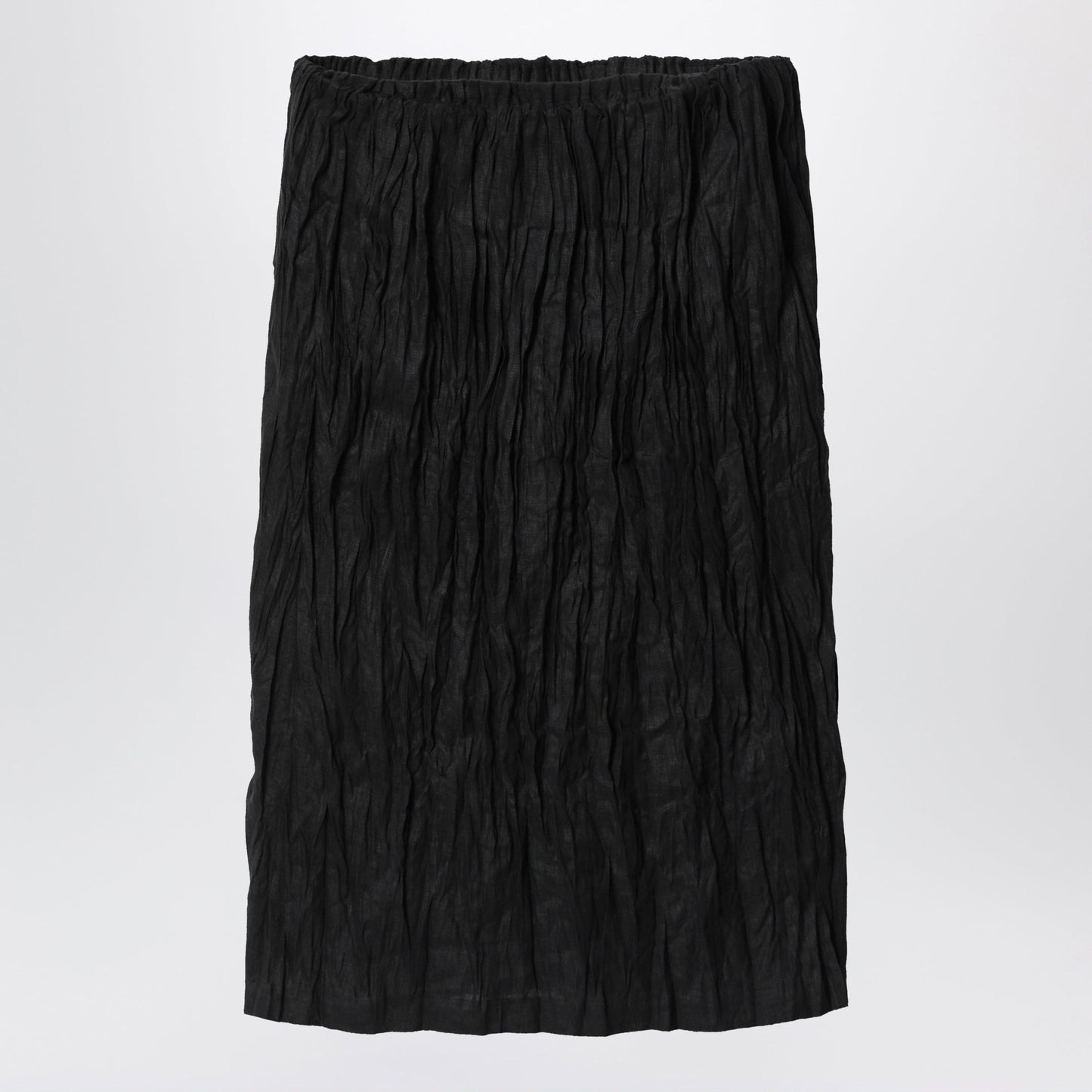 Toteme Black Crinkled Linen Skirt Women TOTEME