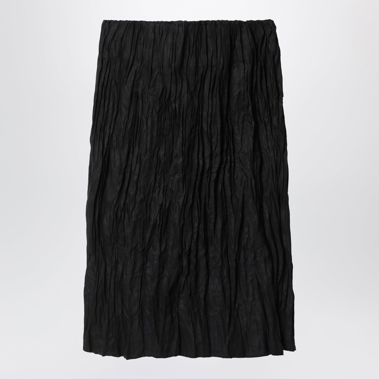 Toteme Black Crinkled Linen Skirt Women TOTEME