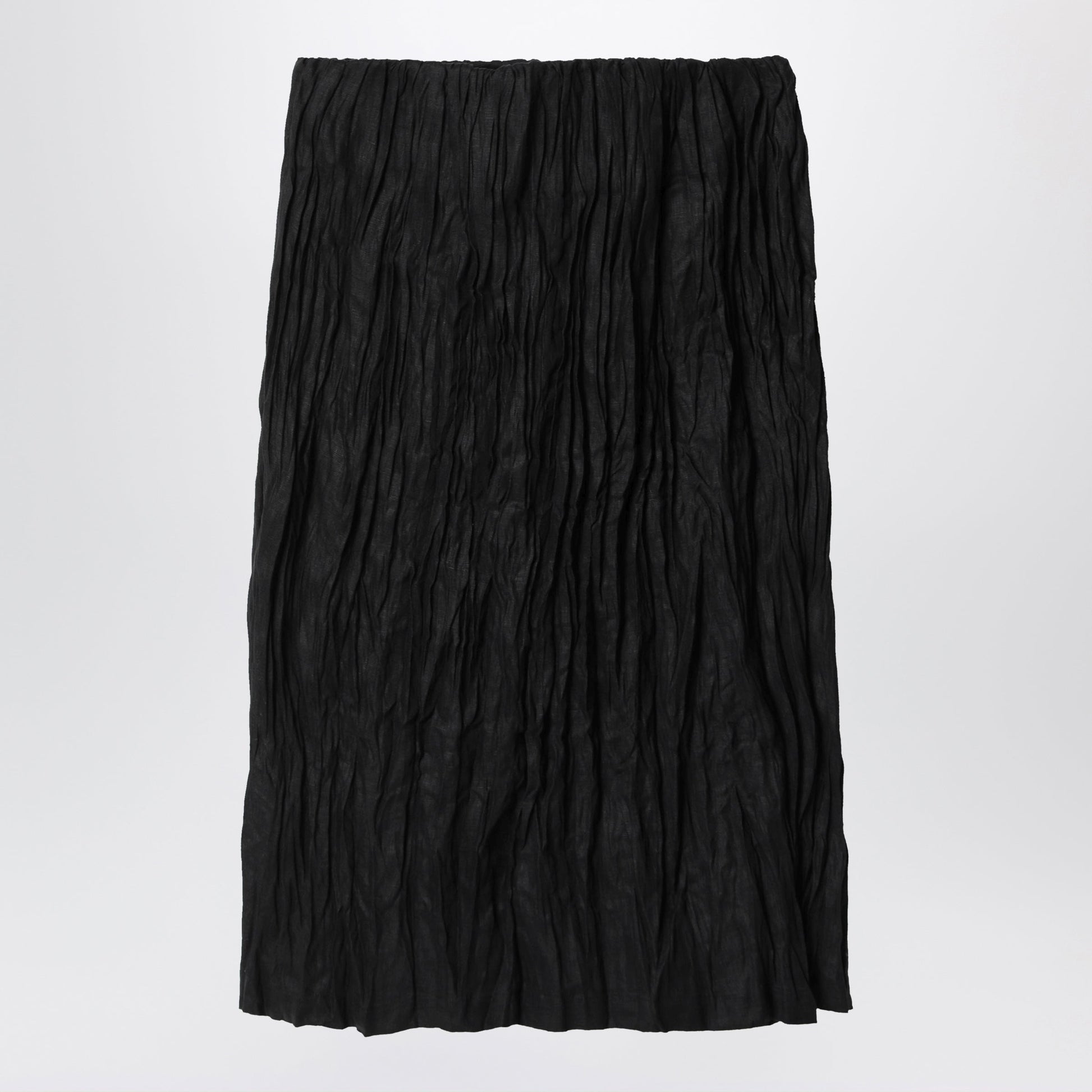 Toteme Black Crinkled Linen Skirt Women TOTEME