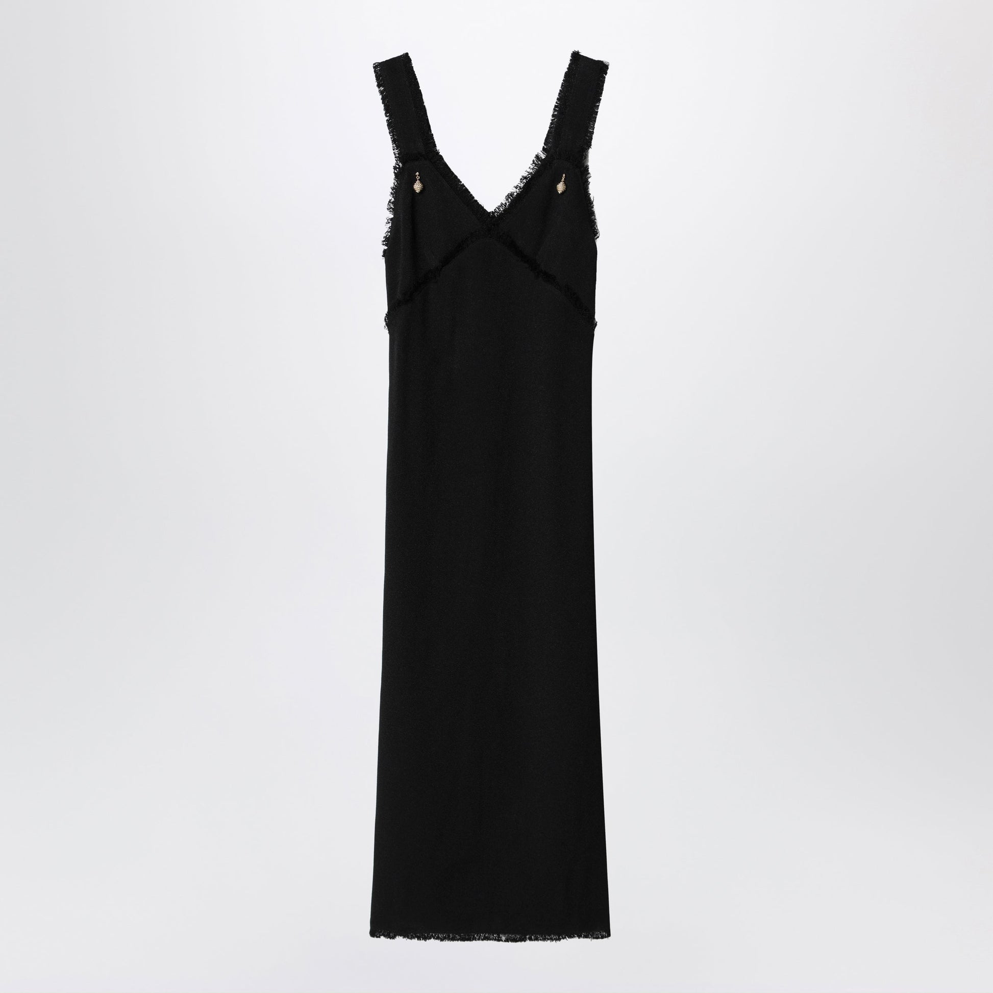 Toteme Black Slip Dress In Textured Sable Women TOTEME