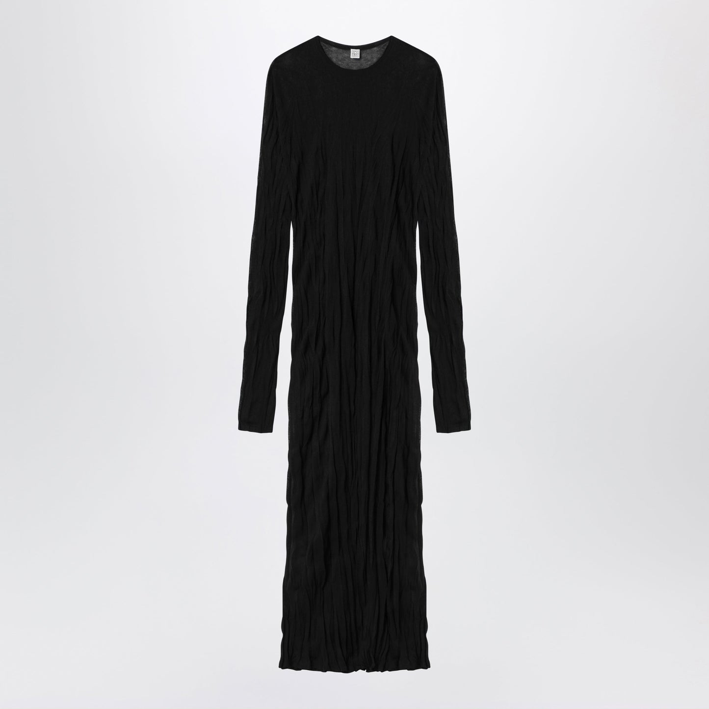 Toteme Crinkled Knit Maxi Dress With Long Sleeves In Black Women TOTEME