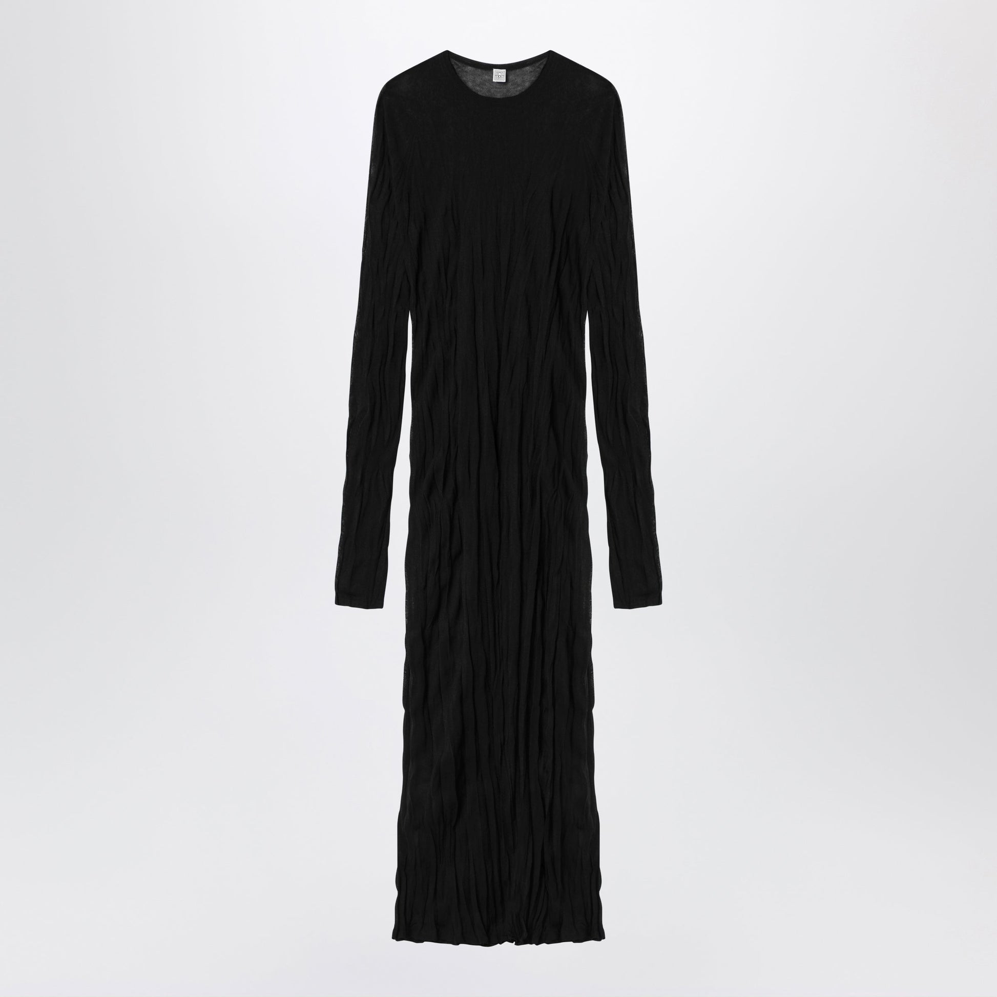 Toteme Crinkled Knit Maxi Dress With Long Sleeves In Black Women TOTEME