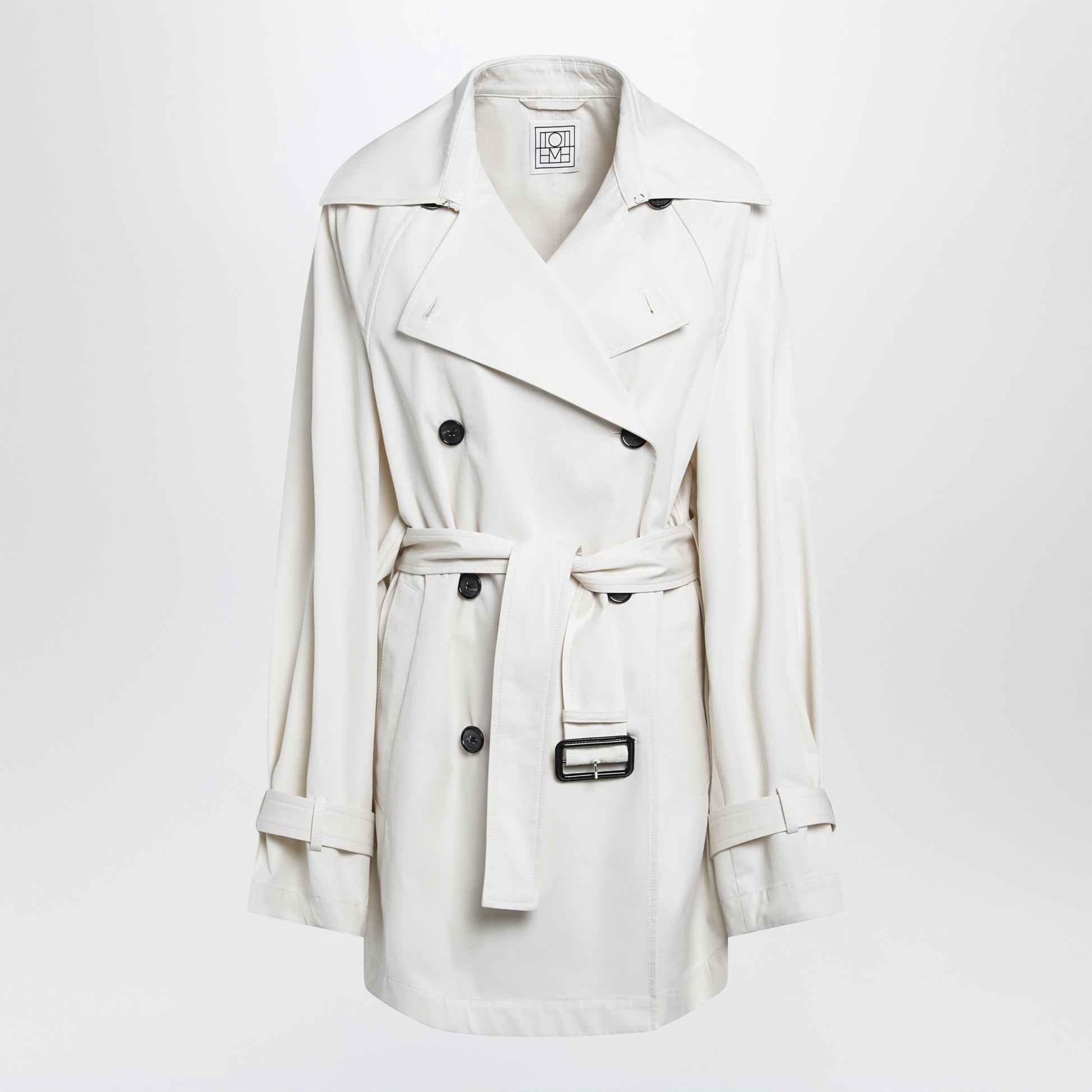 Toteme Ivory Double-Breasted Cotton Trench Coat Women TOTEME
