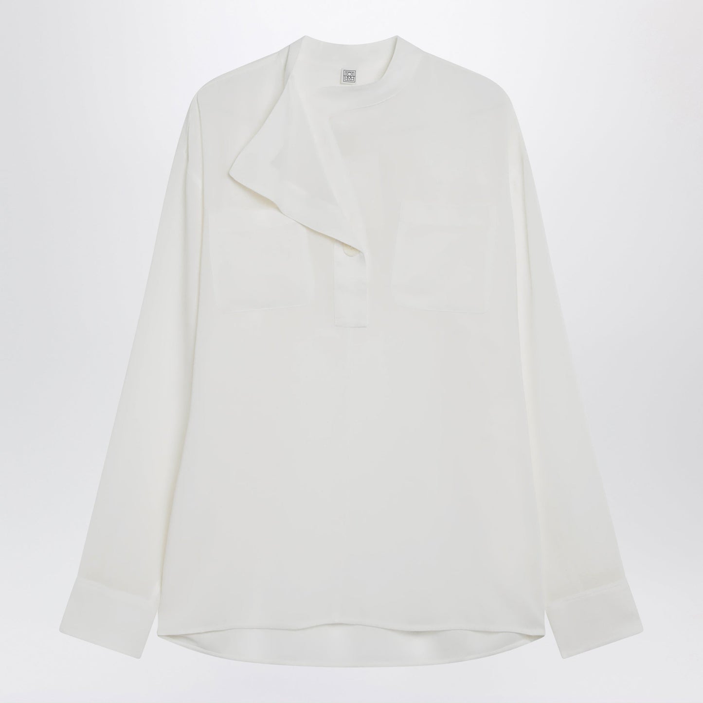 Toteme Overlap-Collar Blouse In Viscose And Wool, White Women TOTEME