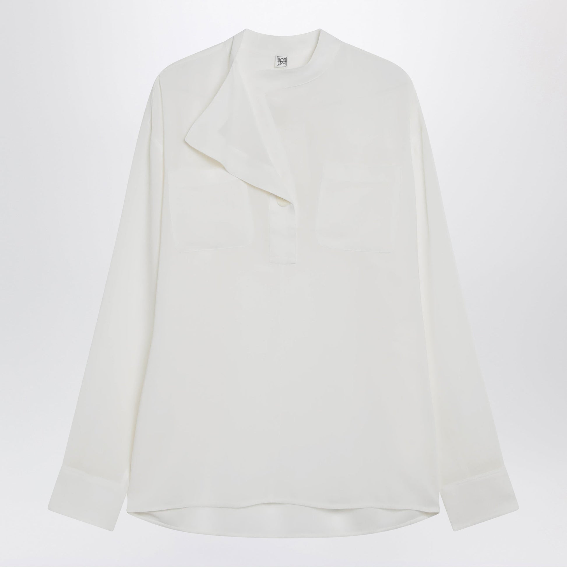Toteme Overlap-Collar Blouse In Viscose And Wool, White Women TOTEME