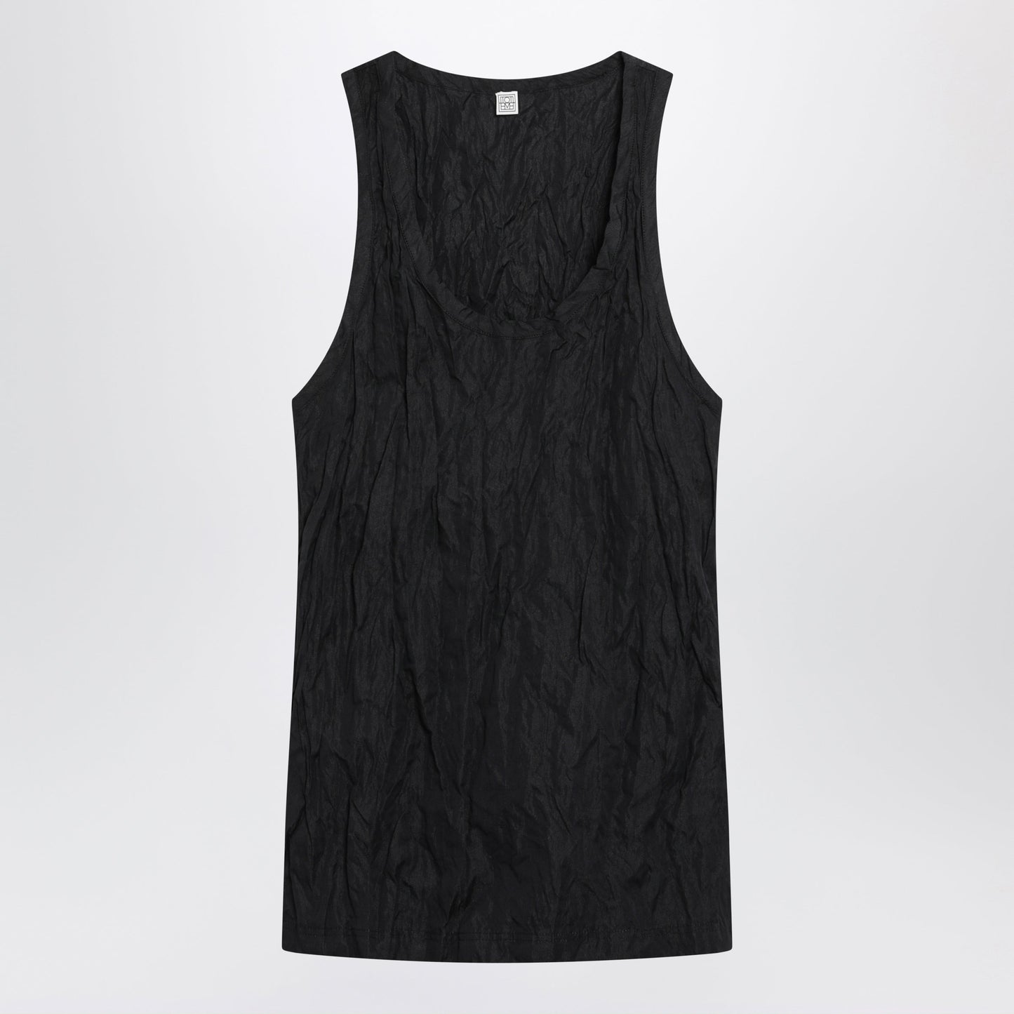 Toteme Black Crinkled Cotton Tank Top Women TOTEME