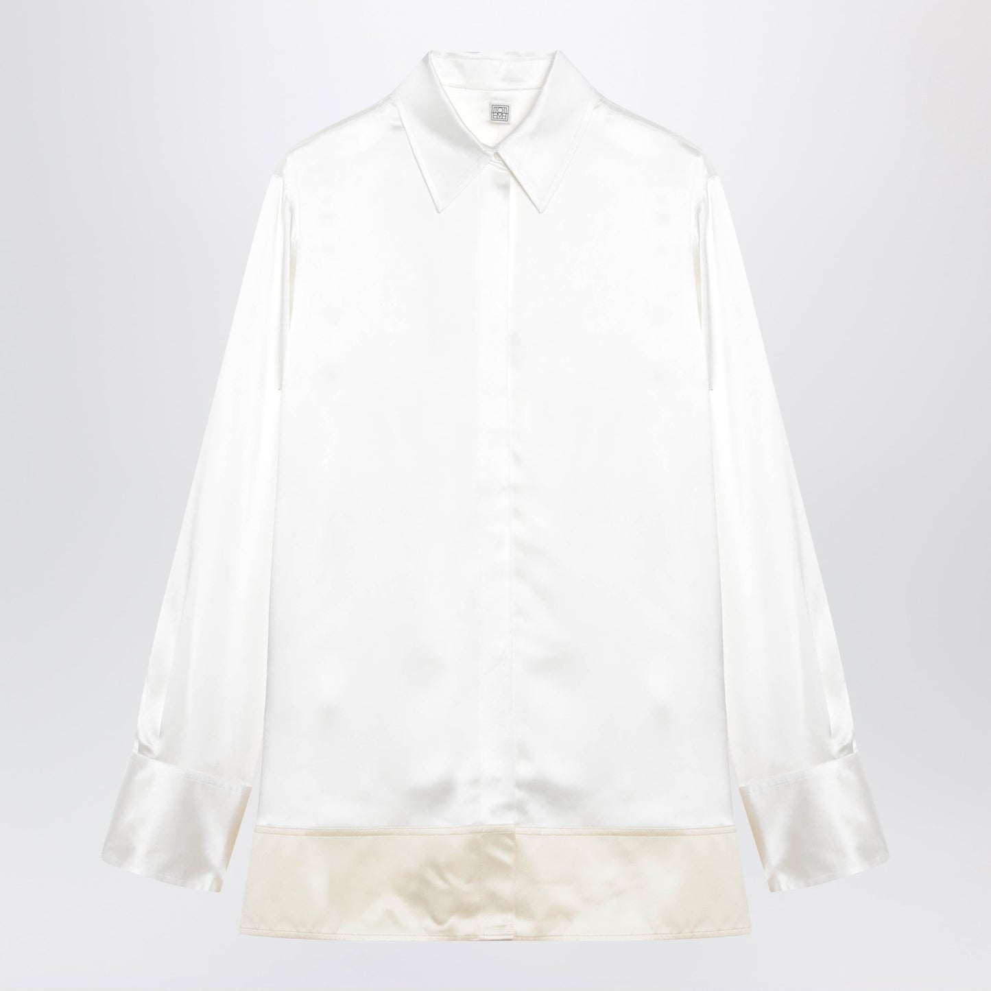 Toteme White/Champagne Shiny Viscose Shirt Women TOTEME