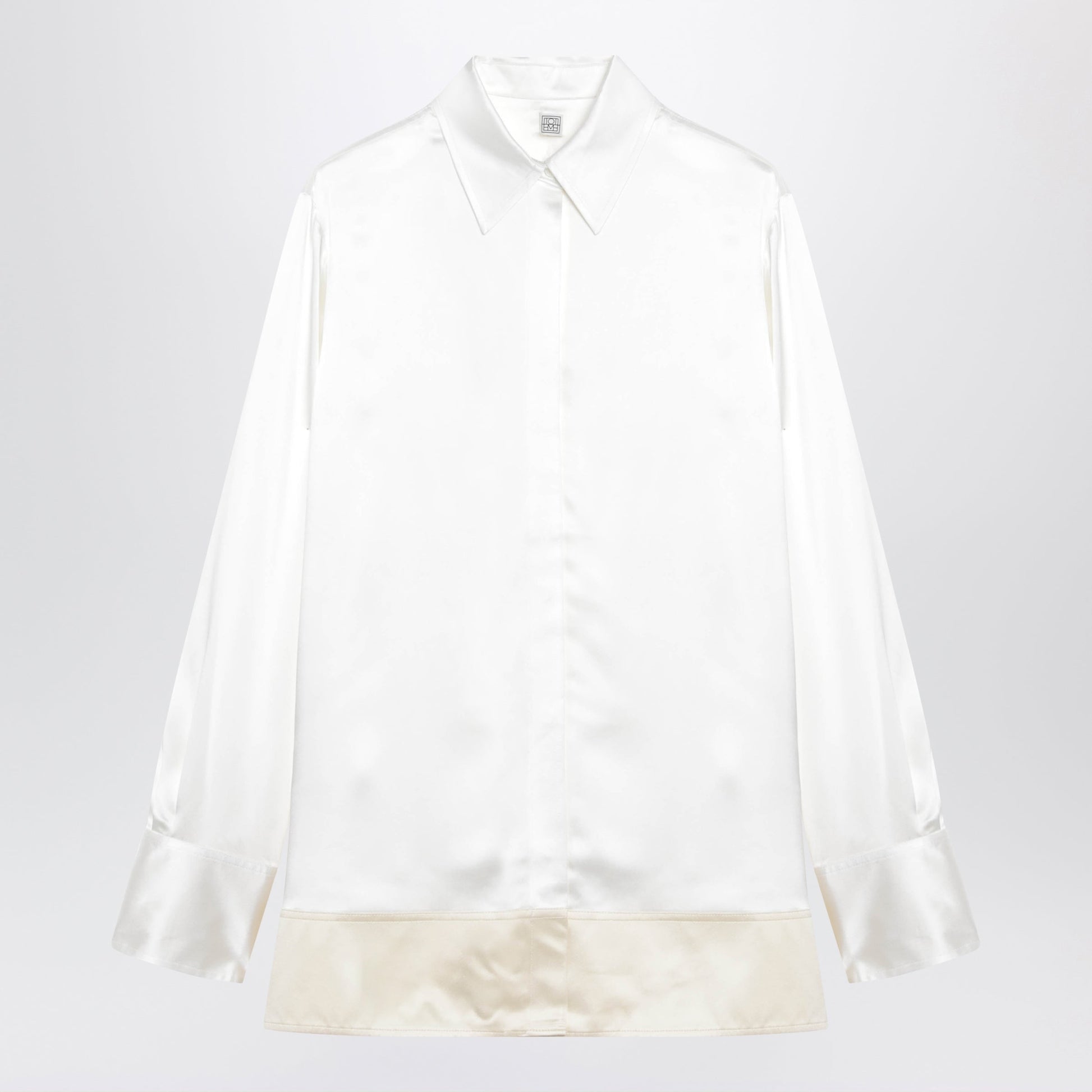 Toteme White/Champagne Shiny Viscose Shirt Women TOTEME