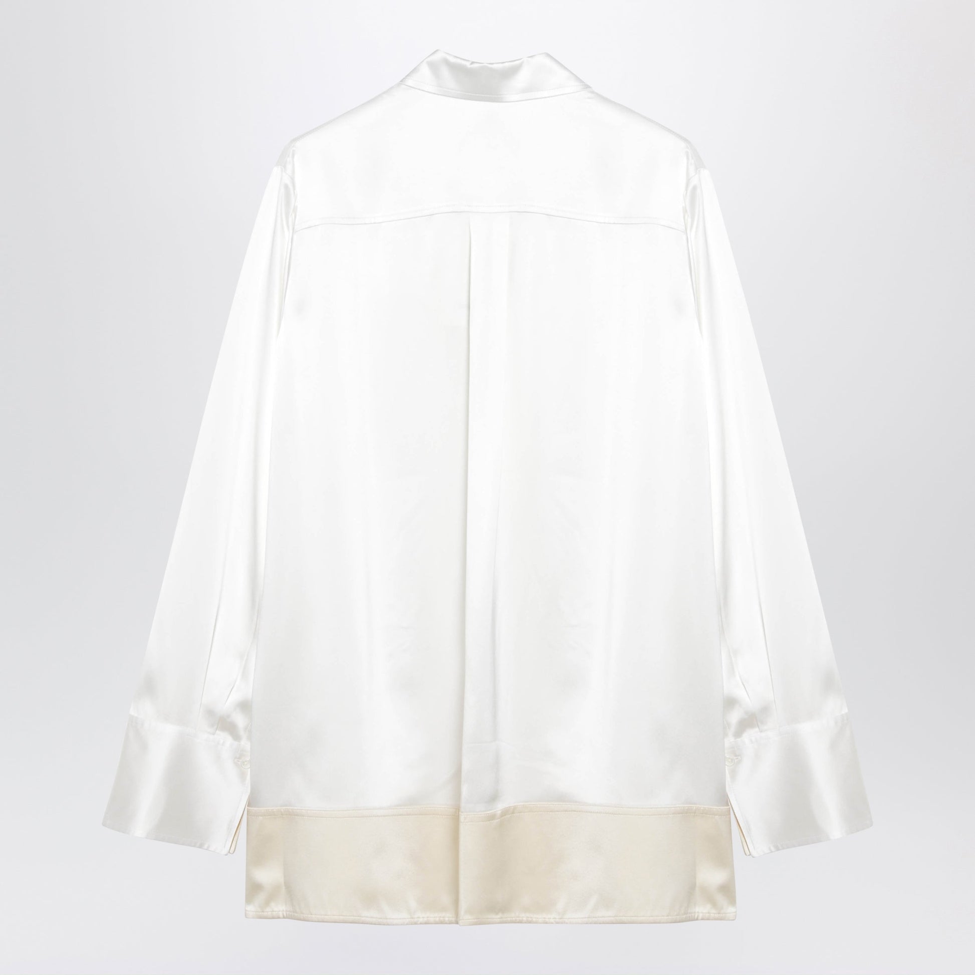 Toteme White/Champagne Shiny Viscose Shirt Women TOTEME