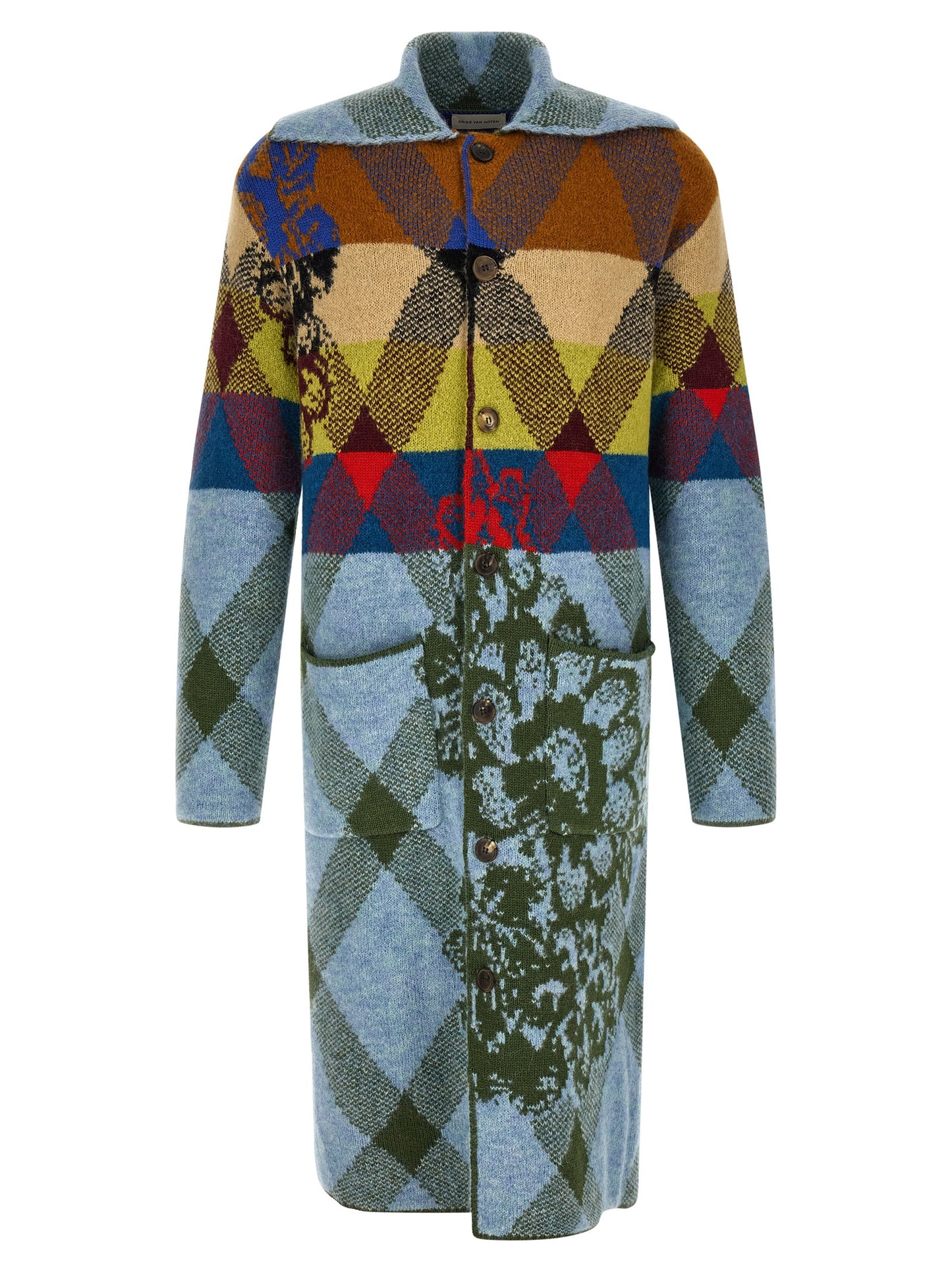 Dries Van Noten Men Patchwork Intarsia Cardigan DRIES VAN NOTEN